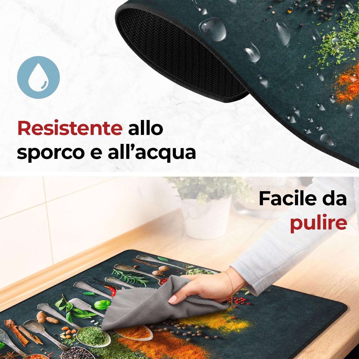 Copri Piano Cottura Induzione Cucchiai per erbe e spezie - 60x52 cm - Cucina Coprifornelli Protezione - Tappetino Protettivo per Induzione - Pannello Paraschizzi Cucina