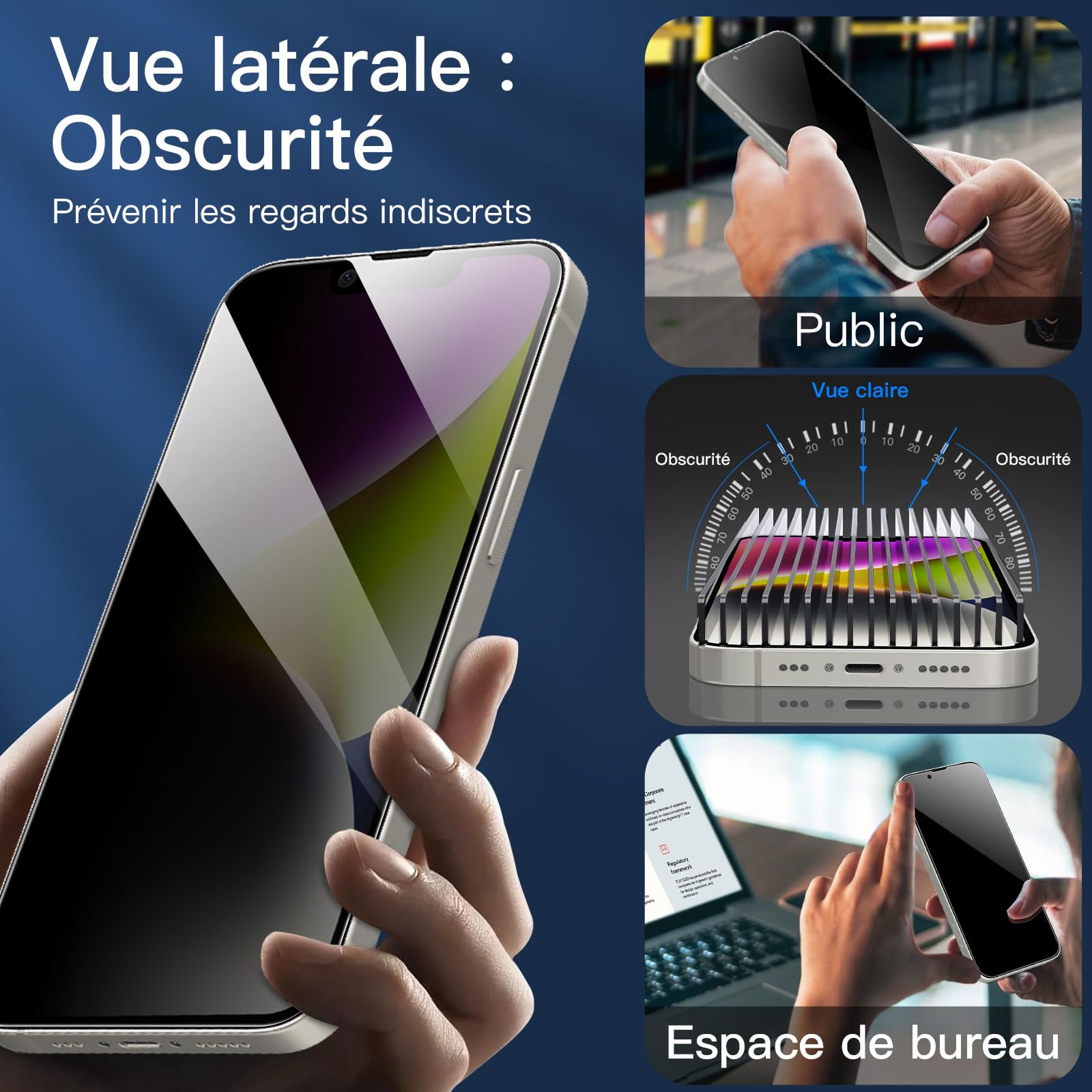 NEW'C 3 Sztuki, Prywatność Ochraniacz Ekranu dla iPhone 16e, iPhone 14, iPhone 13, iPhone 13 Pro (6,1 cala), Udoskonalony Kąt Prywatności 28 Stopni, Ultra Trwała Twardość 9H, Bez Bąbelków