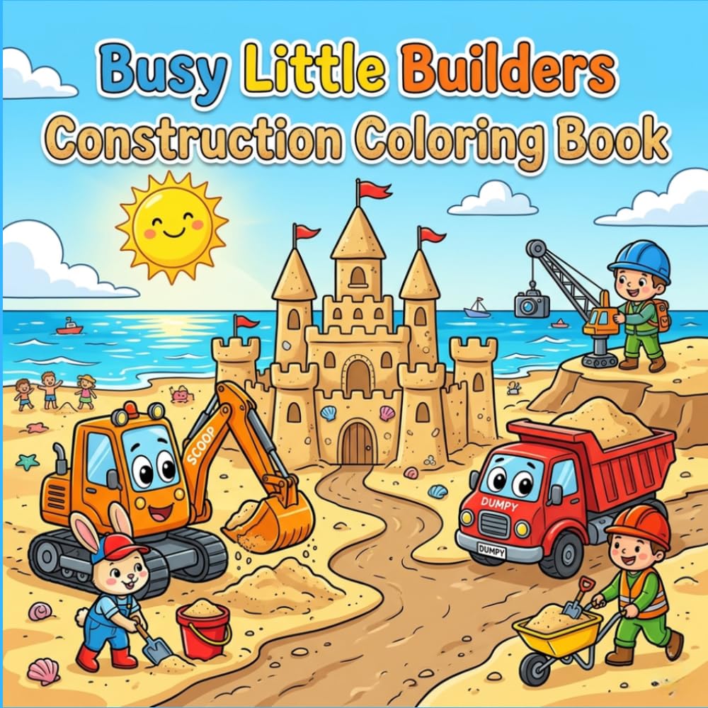 Busy Little Builders: An Adorable Construction Coloring Book for Kids with Dump Trucks, bulldozers, and Fun Building Adventures
