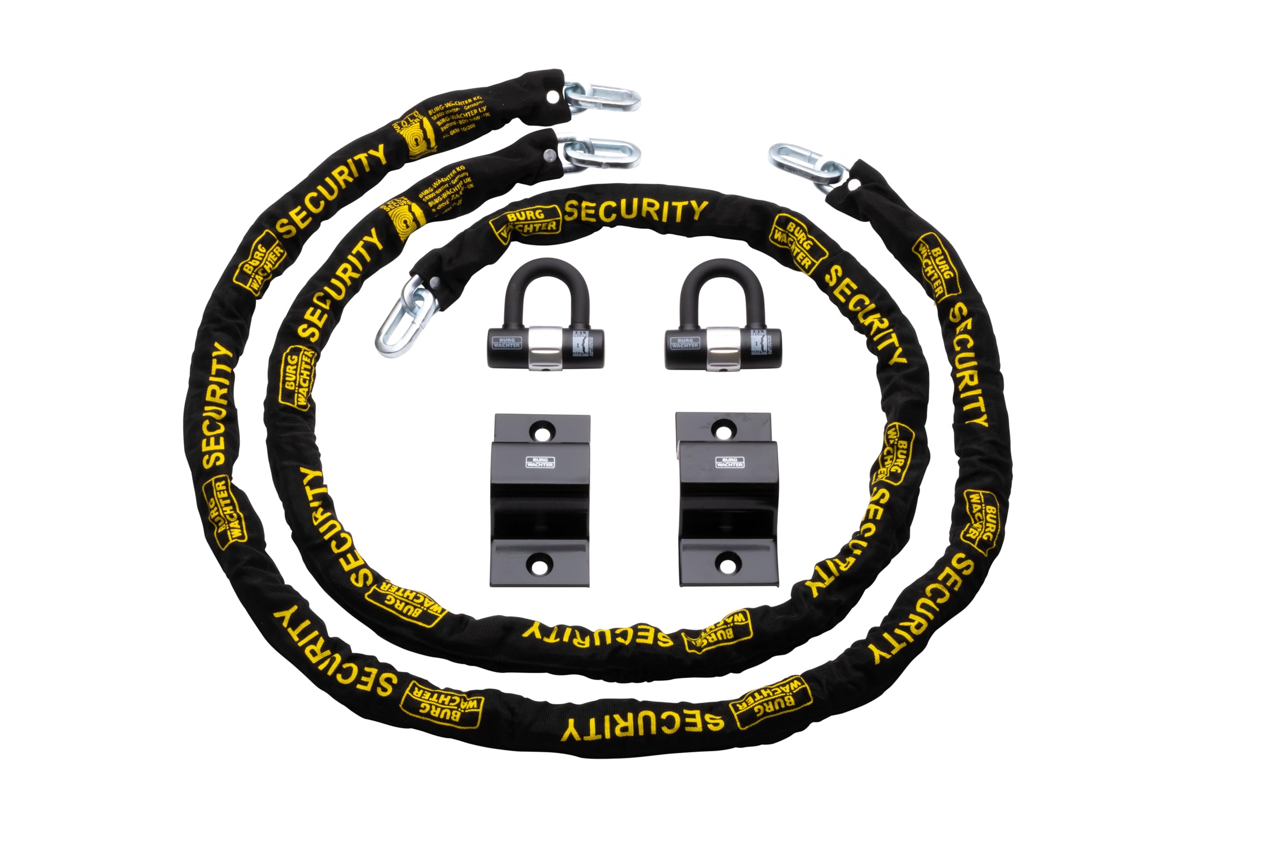 Burg-Wächter Black Burg Wachter Duo Kit Sold Secure Diamond & Gold 10Mm Keyed Alike 2M Chain & Ground Anchor Twin Pack