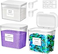 Lifewit 3-Pack Laundry Pods Containers with Pop-Up Lids, Detergent Dispenser & Dryer Sheet Holder - 2700ml Storage Jars for Pods, Powder, Beads