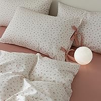 Vista 307 de 3 piezas de juego de funda de edredón tamaño individual XL, funda de edredón blanca con estampado floral azul, ropa de cama coquette de algodón