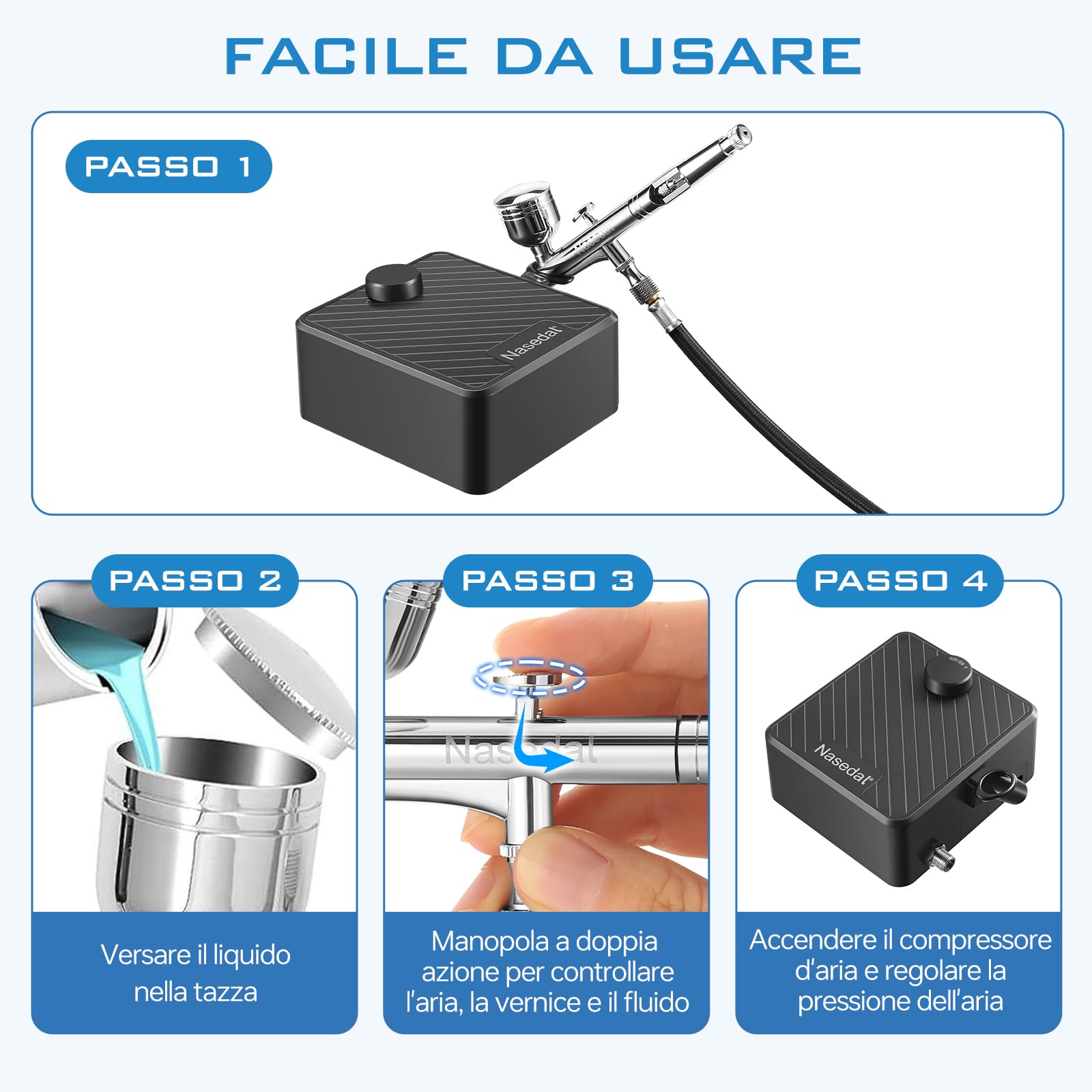Upgraded Dual-Action Airbrush kit with 40PSI Air Compressor Air Brush Model Paint for Car Nail Makeup Cake Decoration Art Drawing Craft Tattoo