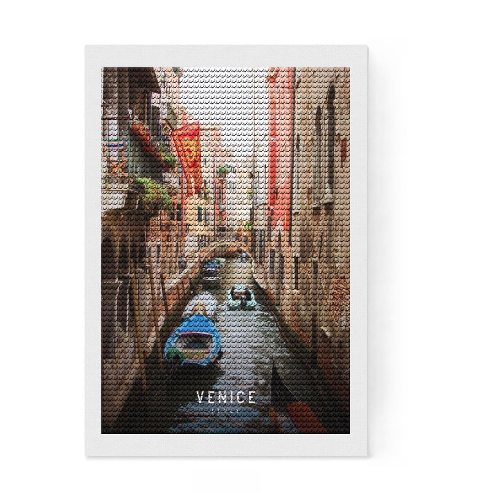 Junmoney Venice Diamond Art Kit 8"x12", for Women, for Adults, Full Kit Included, Thoughtful Present, Festive Craft Gift