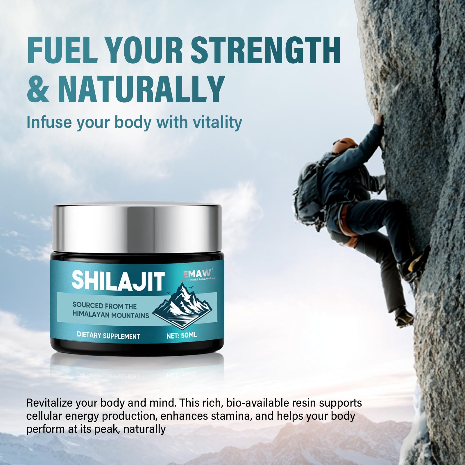 Shilajit, Shilajit Puro Originale, Ingredienti Naturali, 50g | Resina di Shilajit di Alta Qualità con Acido Fulvico e Minerali Traccia