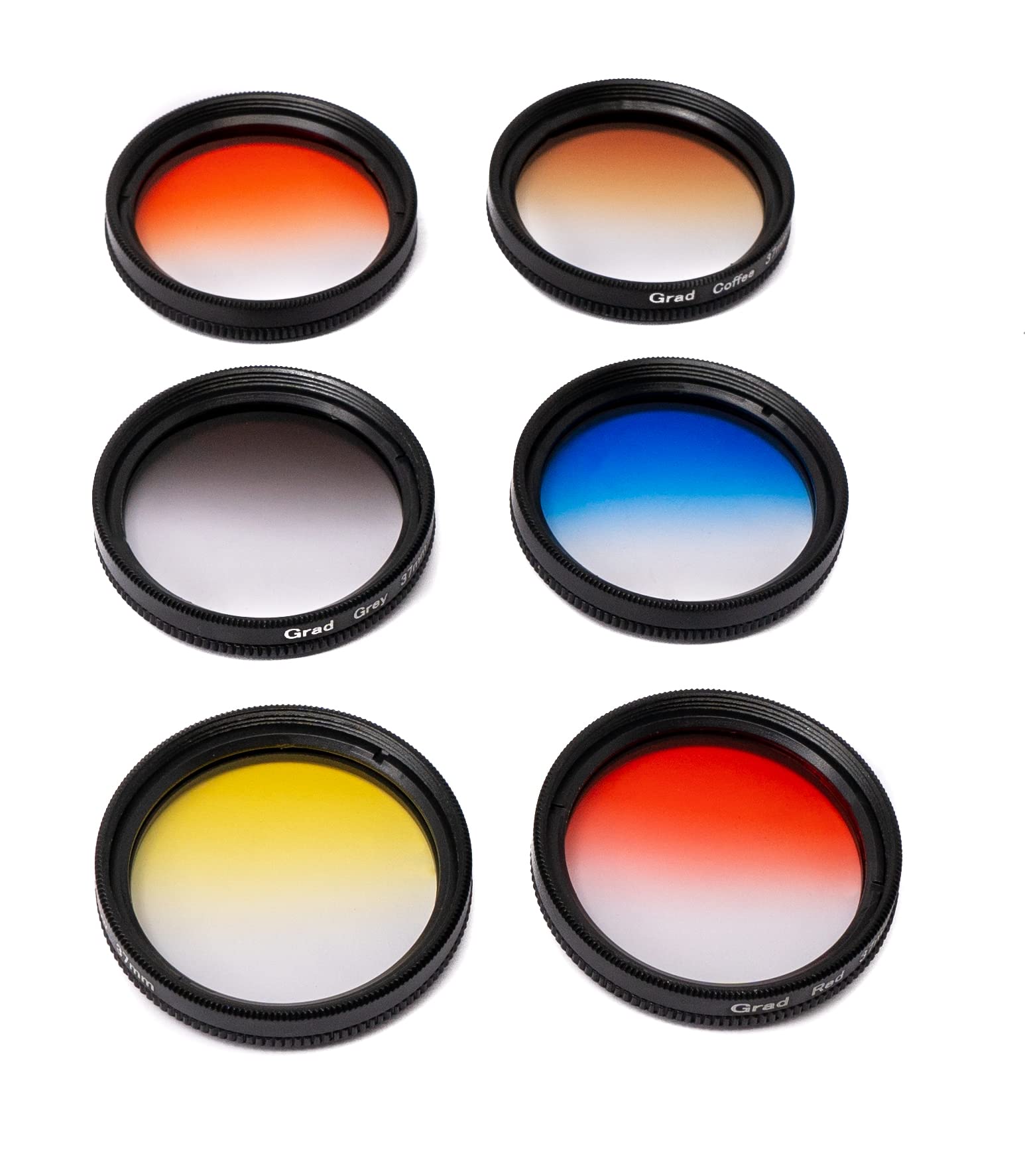 SYSTEM-S Farbfilter Set 37 mm 6 Stück mit Übergang Farbe Kit mit Clip Tasche in Schwarz