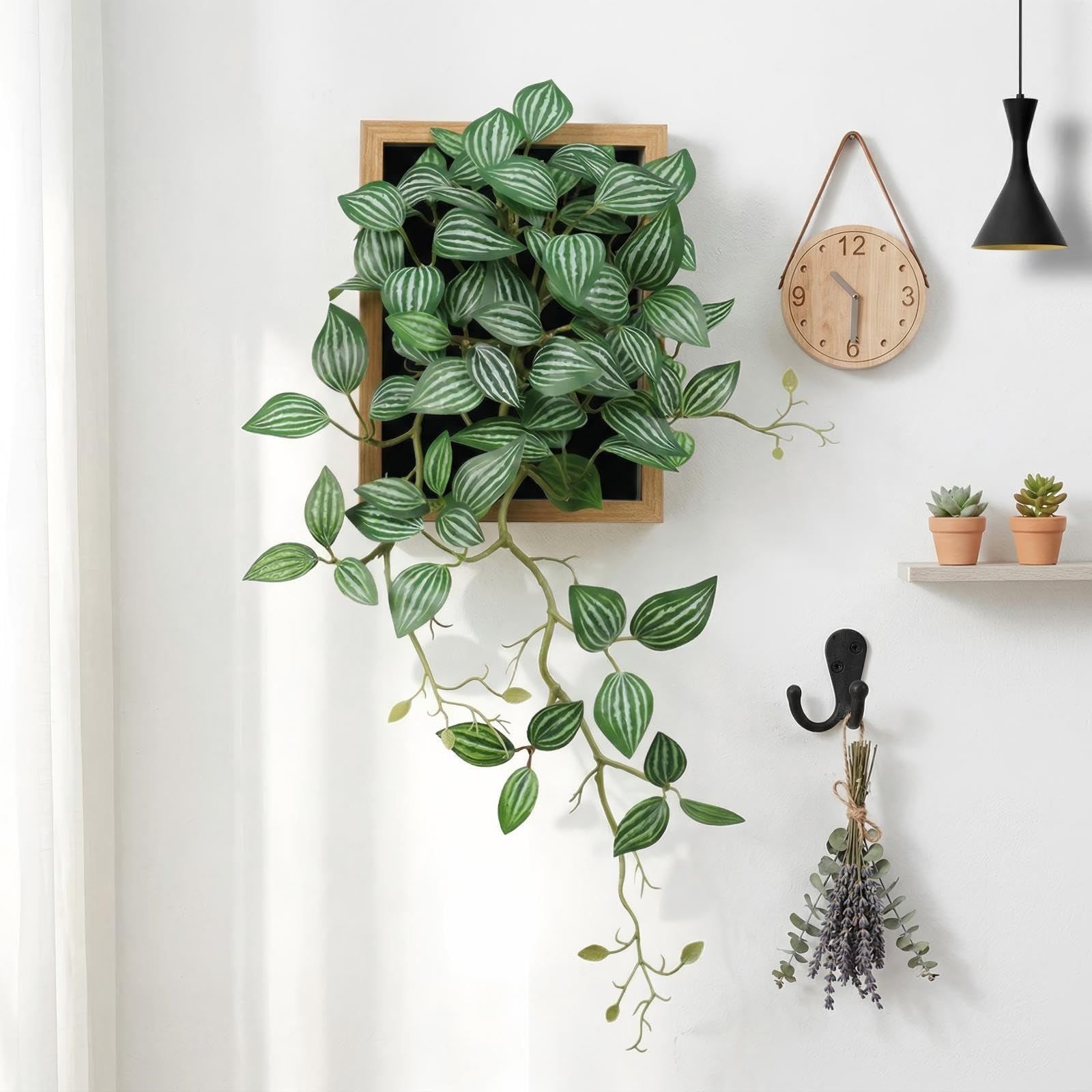 Amazon.de: VerdantCharm Peperomia Kunstpflanze Wandbild 30x48cm  Gerahmte  Deko Pflanze fr Wand & Tisch, Pflegeleicht Wohnzimmer Bro Bad,  UV-bestndig