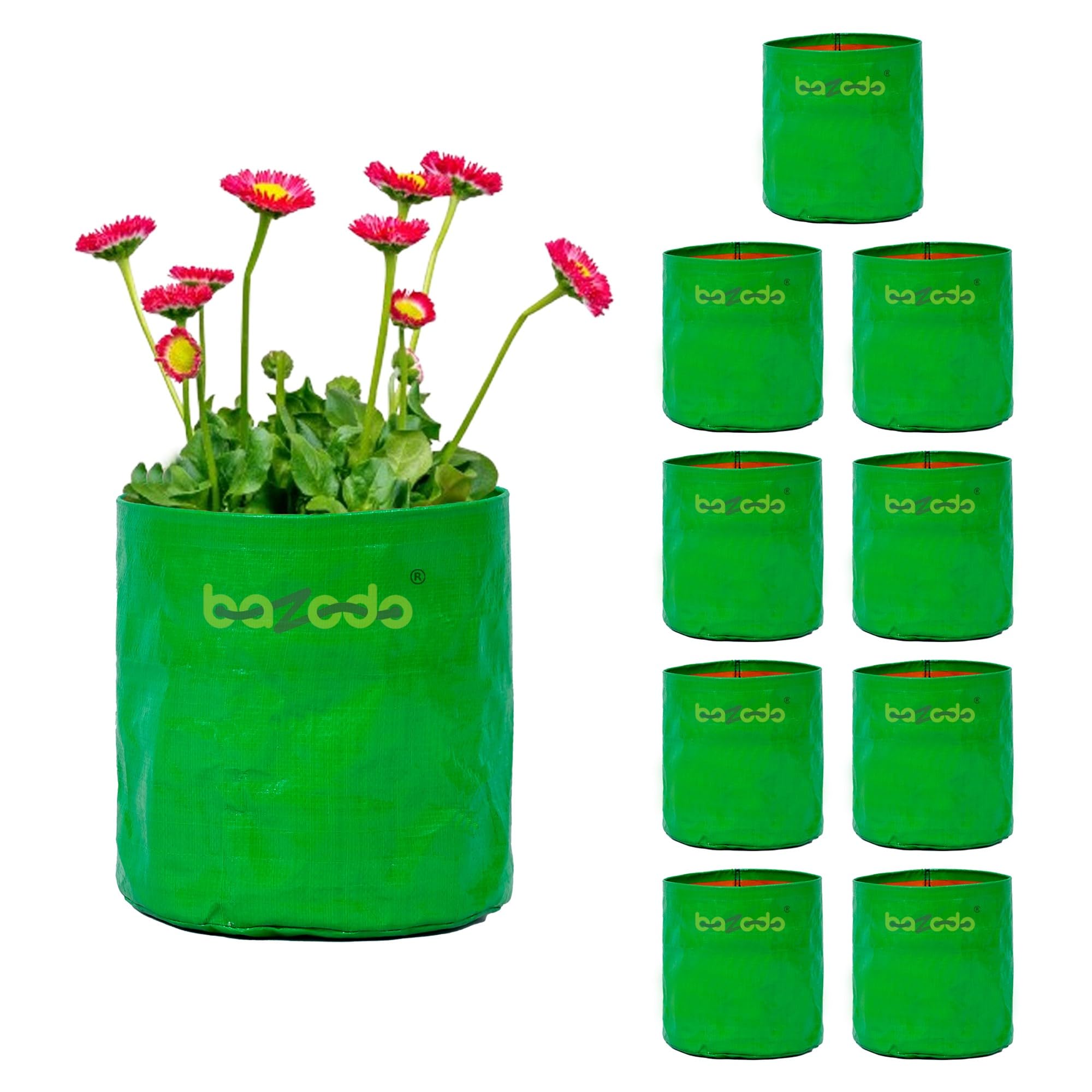 BAZODO HDPE Grow Bag 220 GSM (09 x 09 Inch,Dia x Height)- (Pack of 10 Pieces)- Suitable for All Small Plants