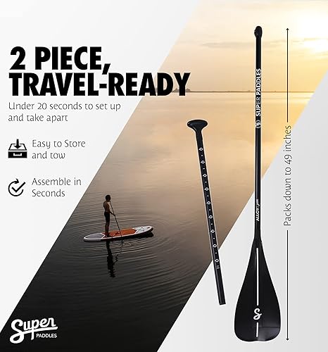 Miniatura 10 de SUP Paddle - Palas de fibra de carbono y fibra de vidrio 3 piezas de paletas ajustables con cuchillas de rendimiento de fibra de carbono o fibra de