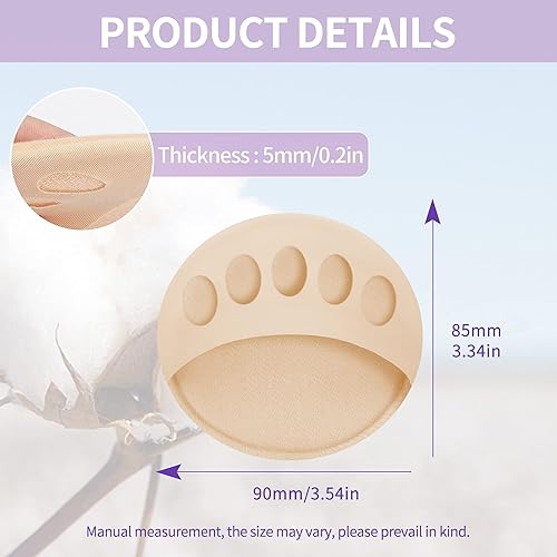 Miniatura 2 de 3 pares de almohadillas para pies para hombres y mujeres, de tela de panal de abeja, almohadillas metatarsianas reutilizables, almohadillas