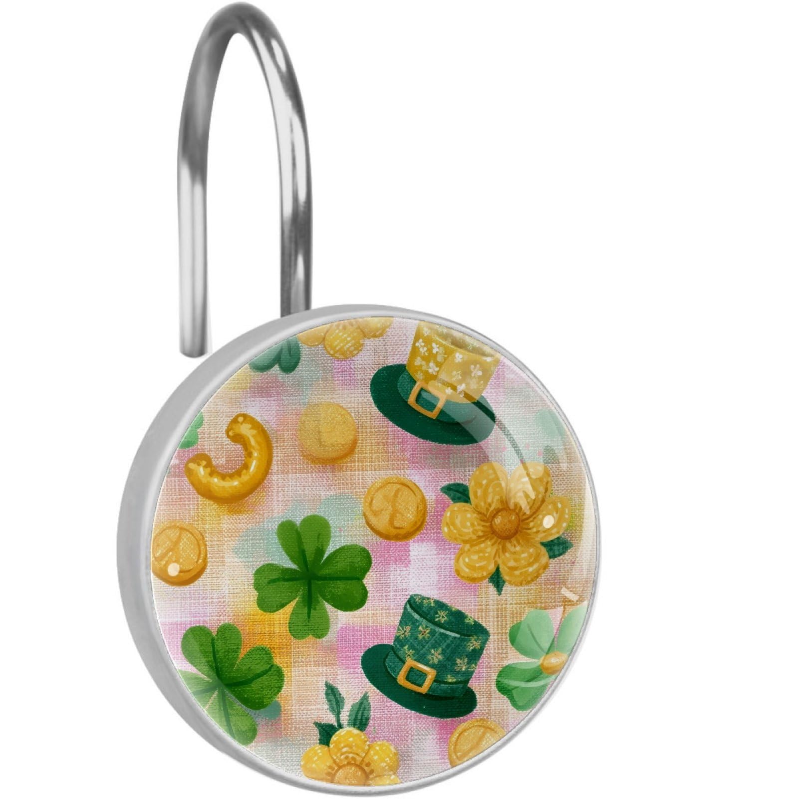 VAPOKF Decorative Shower Curtain Hook: Happy St. Patrick's Day Rustproof Stainless Steel Shower Curtain Ring for Bathroom - Shower Curtain Hook & Hangers - Set of 12