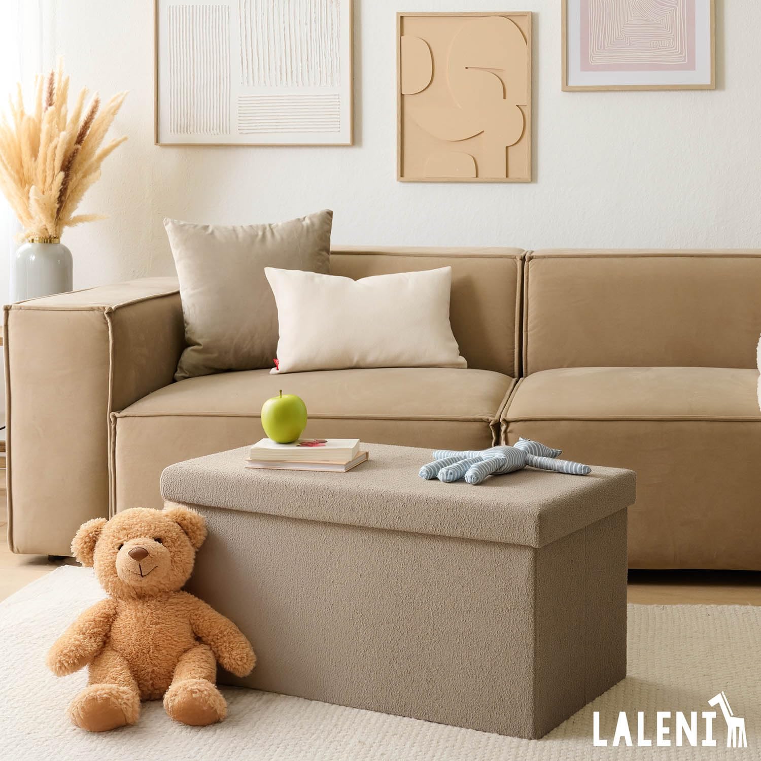 Laleni Sitzbank mit Stauraum groß - Truhenbank mit Stauraum 76x38 cm - Sitztruhe mit Stauraum - Bequemer Hocker mit Stauraum - Aufbewahrungsboxen Kinderzimmer - Storage Bench - Sitzbox in Taupe