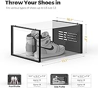 Vista 5 de SEE SPRING - Caja de almacenamiento para zapatos de tamaño 13, apilable, de plástico, ahorra de espacio, contenedores para entrada, debajo