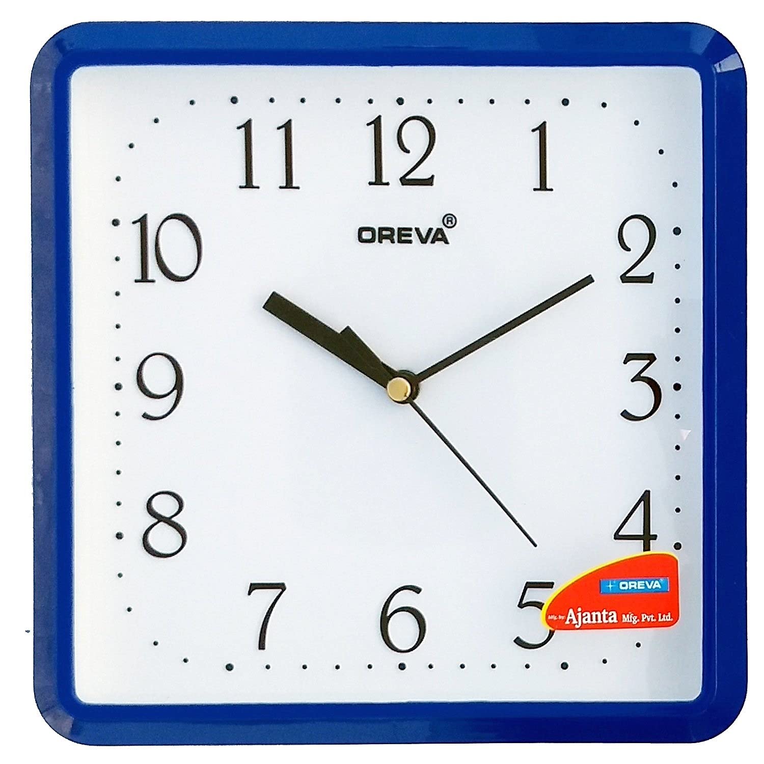 OREVA Plastic Square Shape Simple Small Wall Clock (20.5 x 3.7 x 20.5 cm, M Blue, AQ-1417)