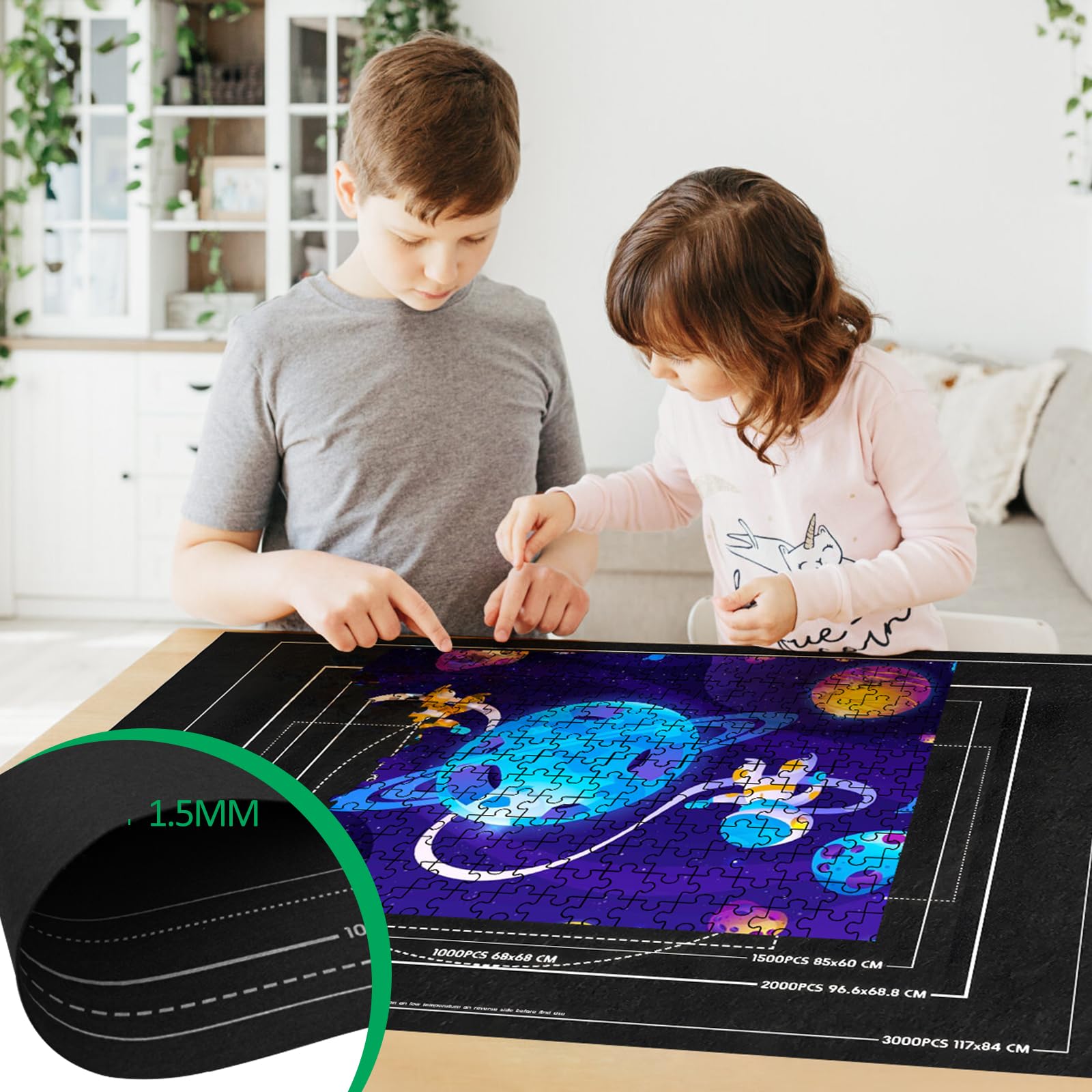 VFANDV Puzzle Matte – Tappetino puzzle portatile da 1000 a 3000 pezzi, 100 x 140 cm (nero)