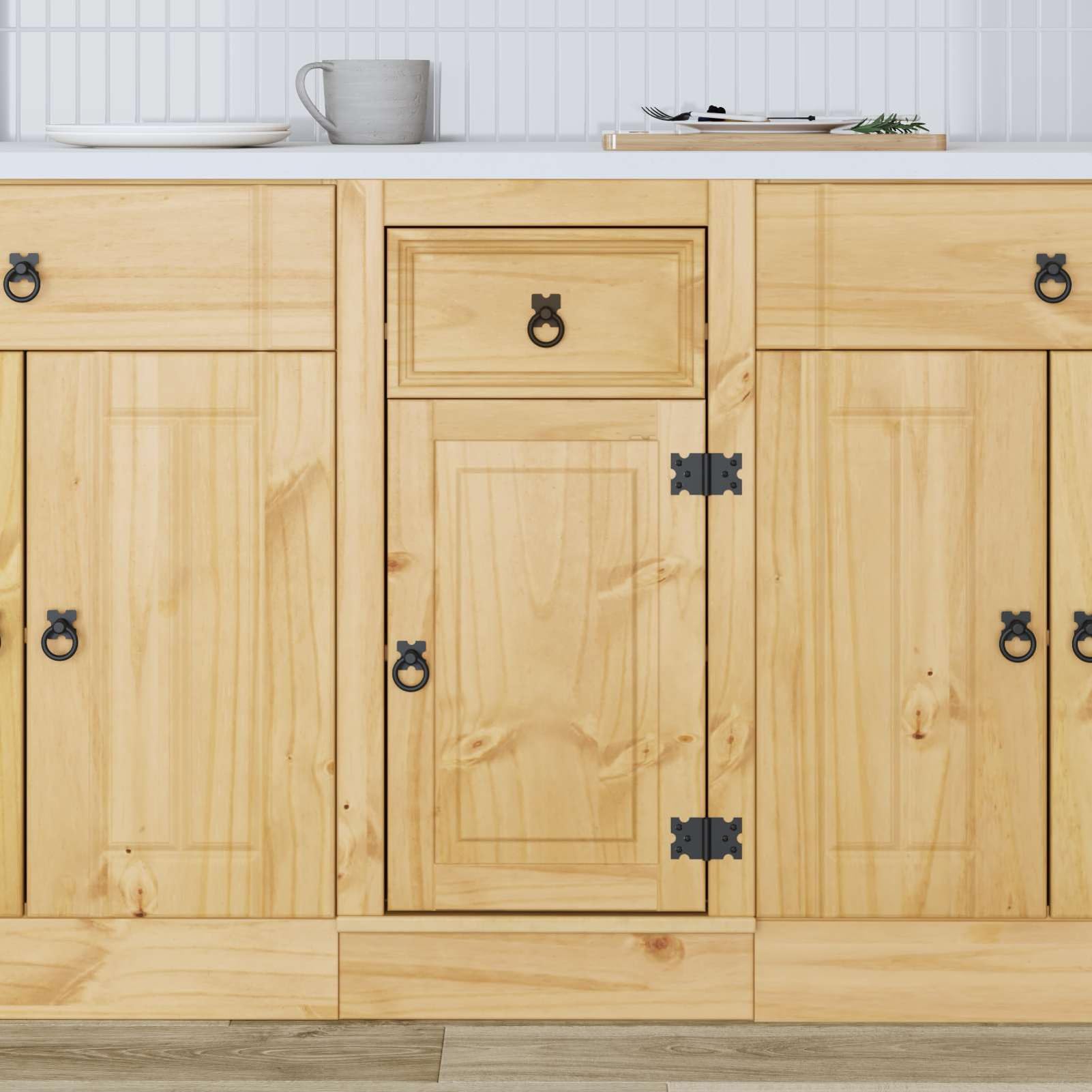 Homgoday Eleganter Kiefernschrank mit rechteckiger Form und viel Stauraum für Wohnzimmer und Esszimmer Model42007561