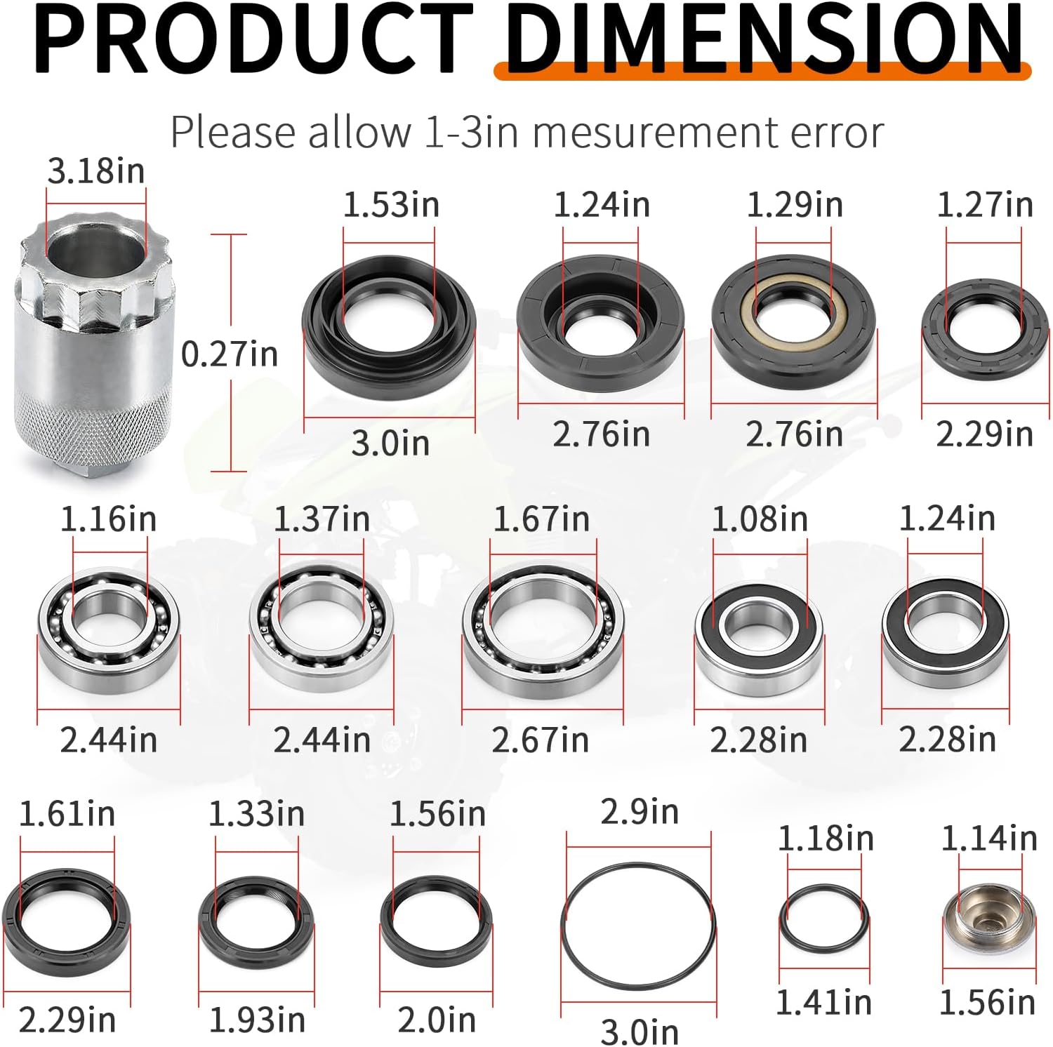 Rear Differential & Axle Bearing Seal Kit & Nut Tool for Honda Rancher 350 400 TRX350FE FM TE TM TRX400FA FGA 2000-2007