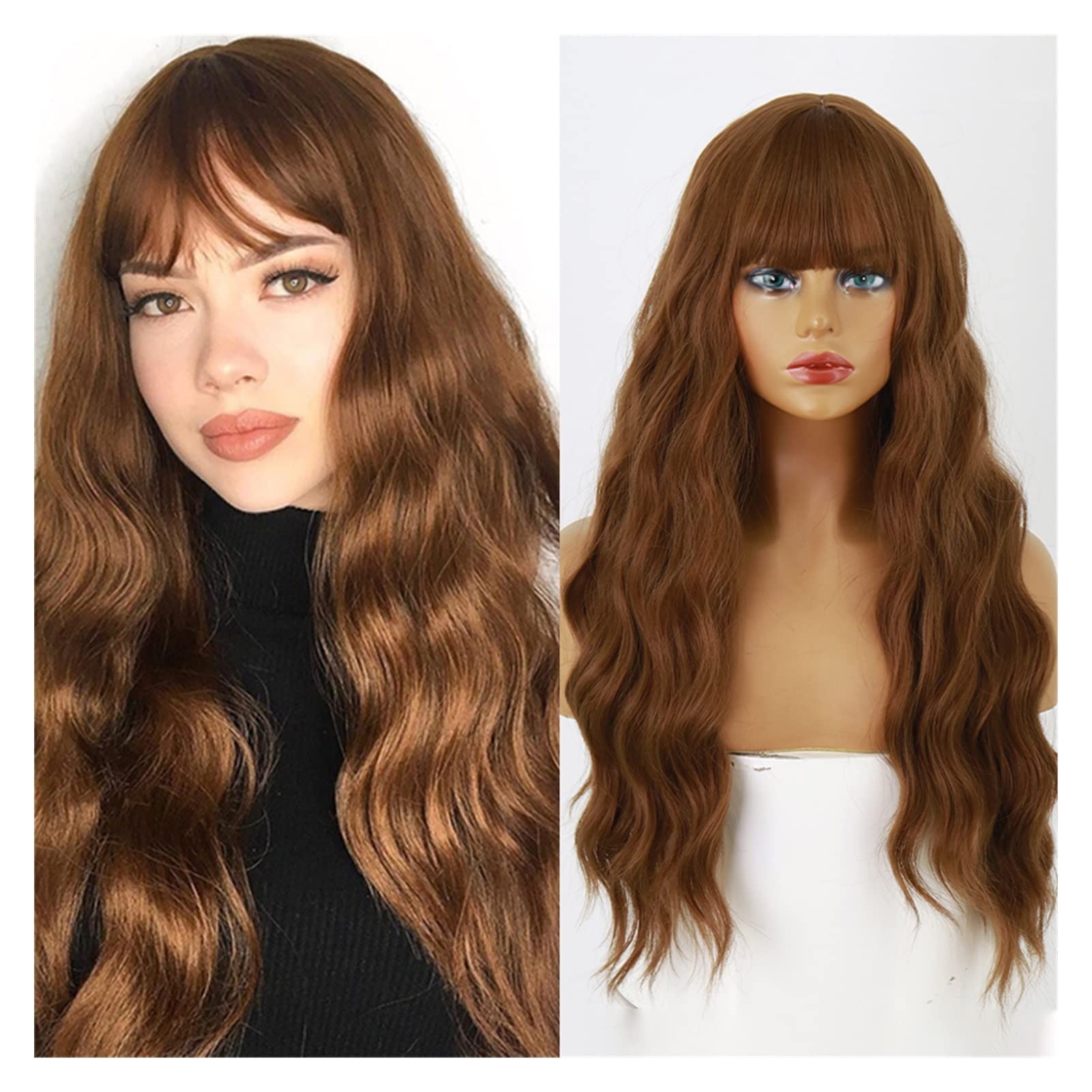 Damskie peruki peruki półróżowe pół peruki dla dziewcząt peruki do włosów z grzywką odporne na wysokie temperatury Cosplay Lolita, peruki Beauty Ladieshair (kolor: 03, rozmiar: 61 cm)
