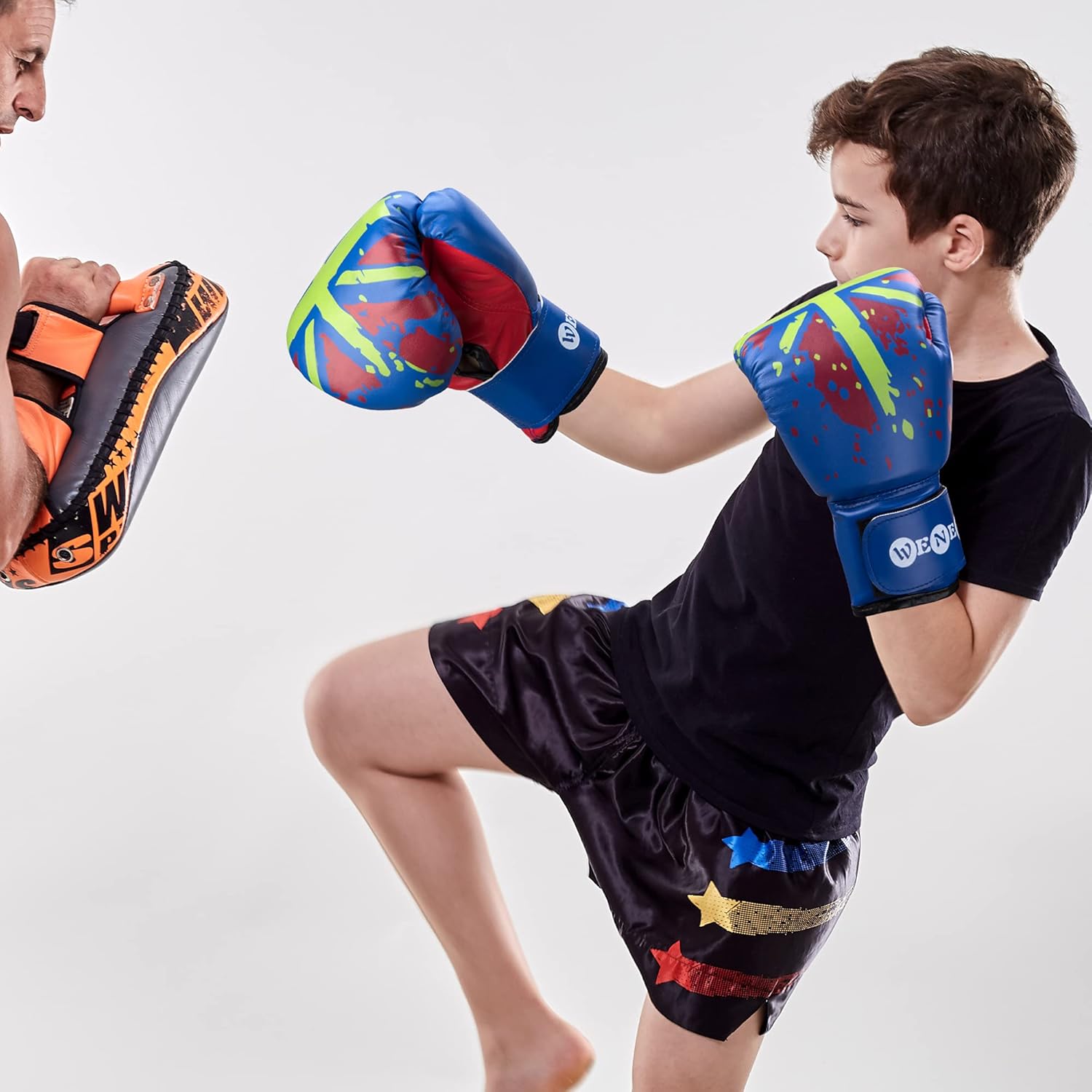 WeNeedU Kids Boxing Gloves for Boys and Girls,Boxing Gloves for Kids Age 3-15 Years,Junior Youth Toddlers Boxing Training Gloves for Punching Bag,MMA,Kickboxing,Muay Thai,Sparring (Blue+Pink) : Sports & Outdoors