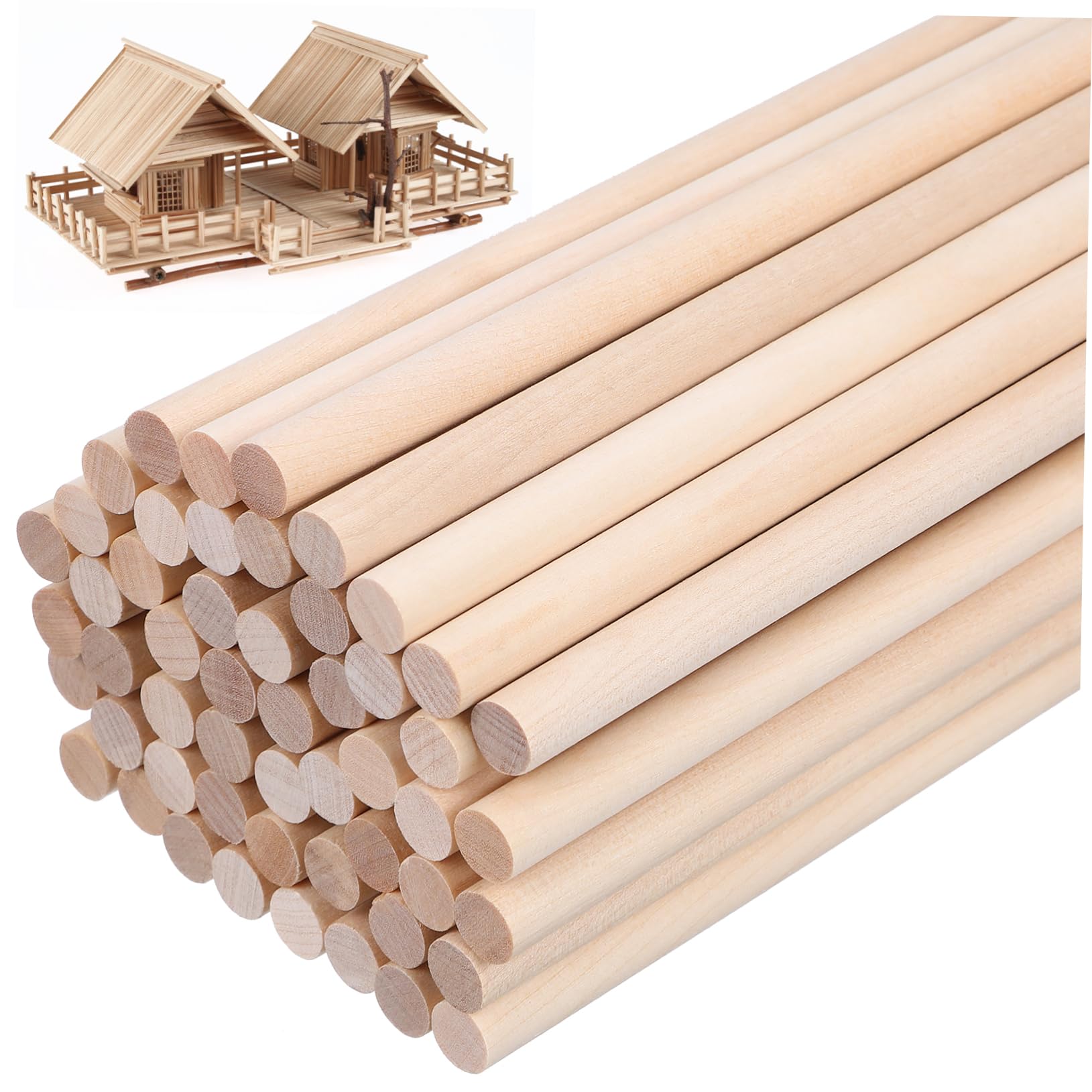 Operitacx 50stücke Holzstangen Runde Dübelstangen Zum Basteln Lange Hartholzstäbe Unbehandelte Holzstäbe Für Handwerk Holzstreifen Für Diy-projekte