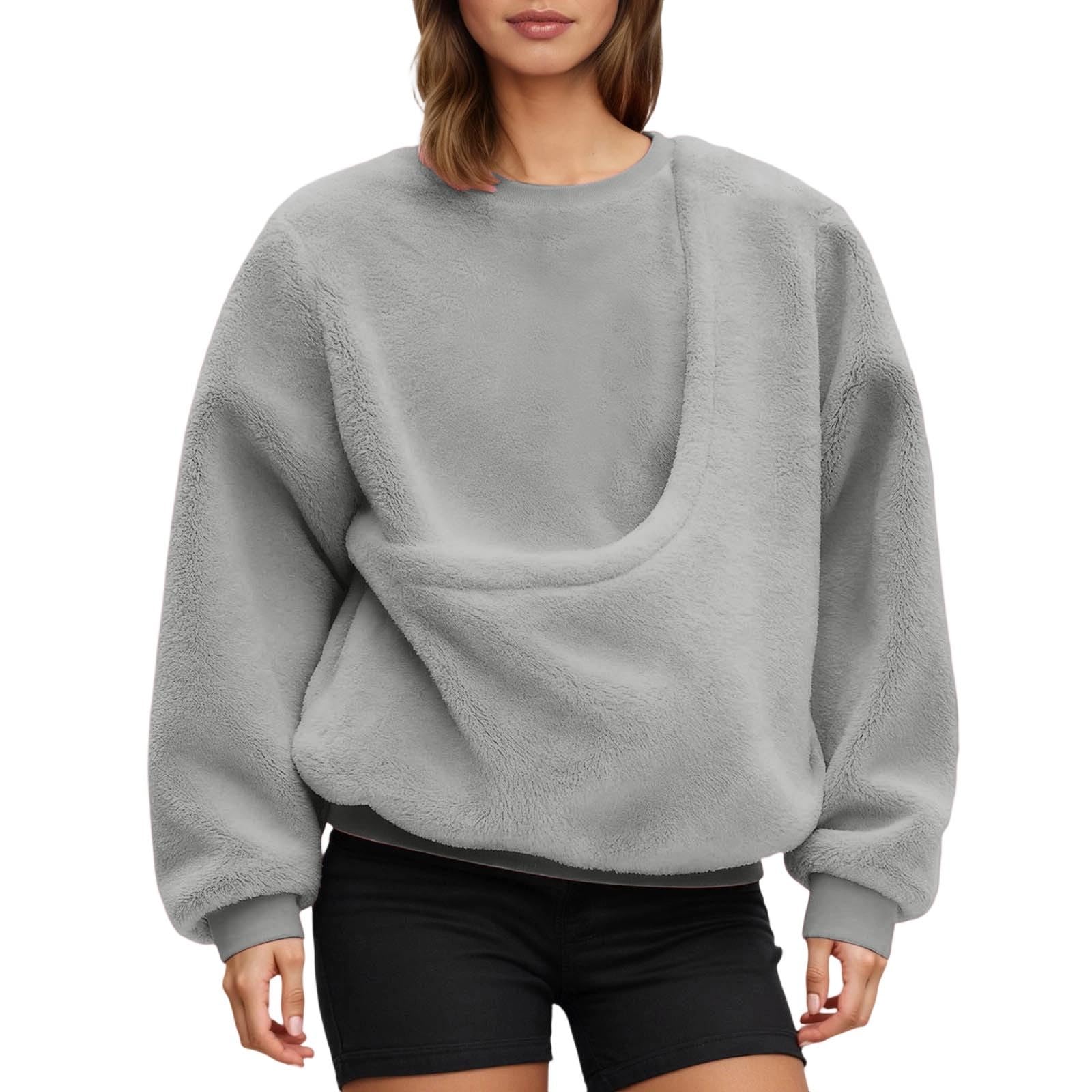 Genérico Sudadera sin Capucha con Bolsillo para pequeños y medianos Forro Polar Delantero Acogedor diseño y Liso para Uso Diario en otoño e Invierno