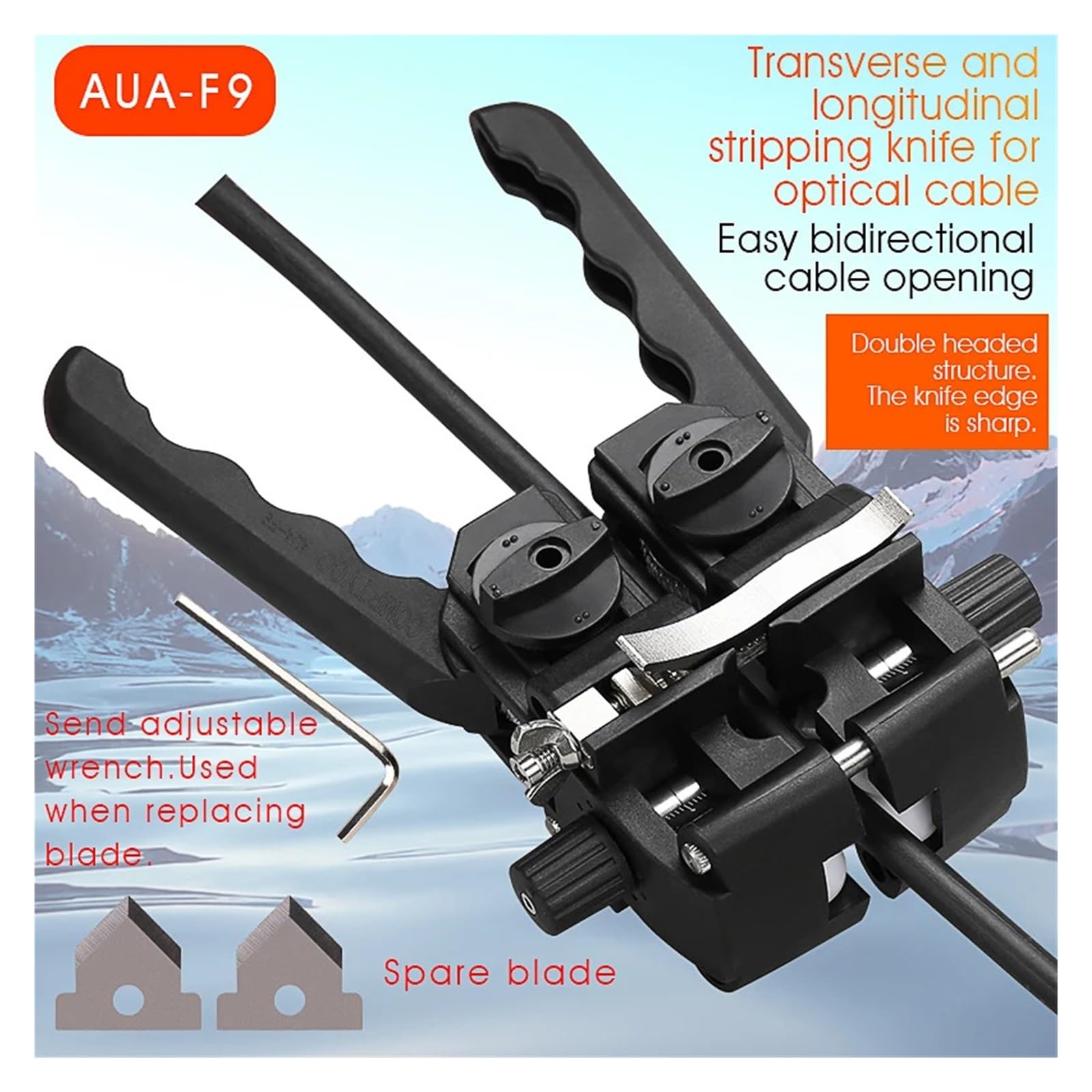 AUA-F9 Dénudeur de fibre optique 8-30MM Découpeuse gaine câble longitudinale Coupe-gaine(AUA-F9)