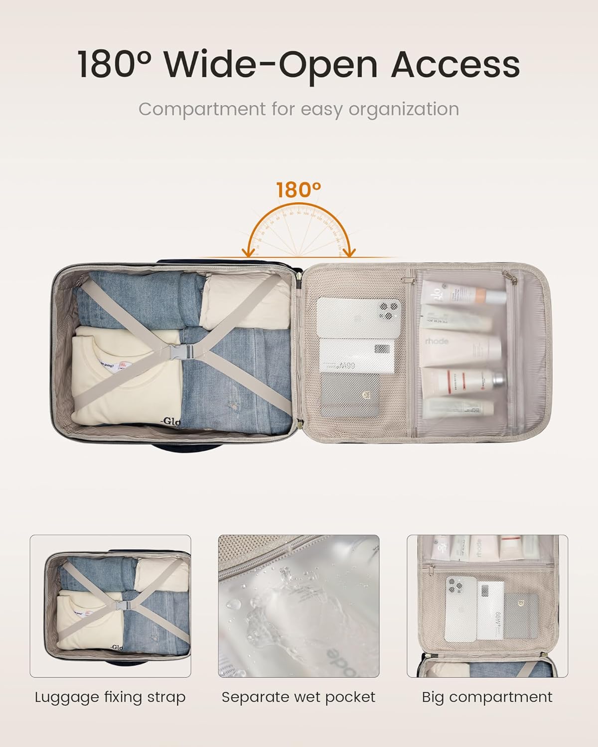 LOVEVOOK 50L Travel Backpack for Women & Men, Airline Approved Carry On Luggage with 3 Packing Cubes, TSA Overnight Bags, Waterproof Personal Item Bag, Weekender Essentials Backpacks fits 17" Laptop - Image 6