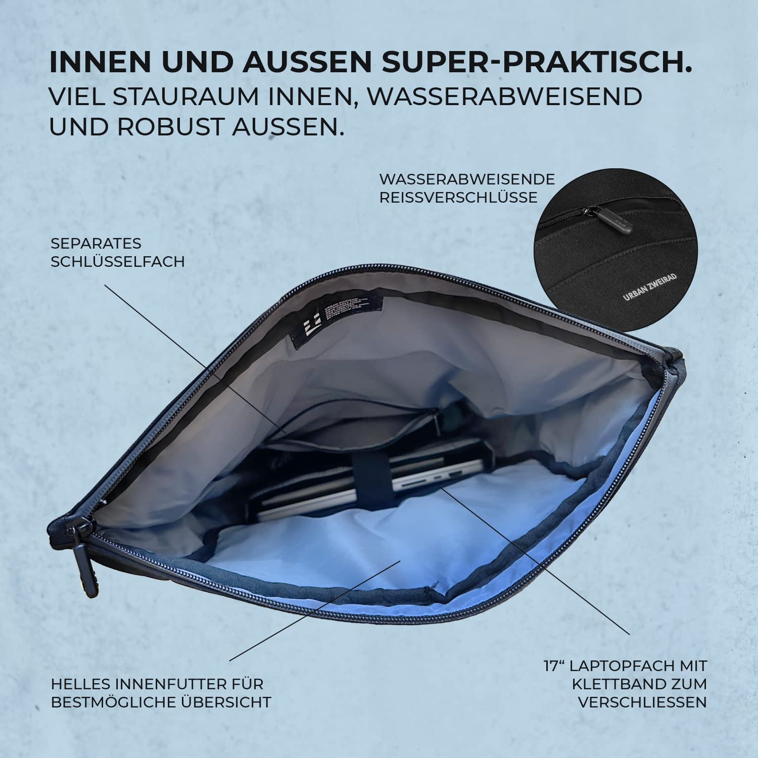 URBAN ZWEIRAD - Rollrucksack - Rolltop Rucksack für Damen & Herren aus PET-Flaschen - Rolltop für Freizeit, Uni & Schule etc. - Wasserabweisender Rolltop Rucksack