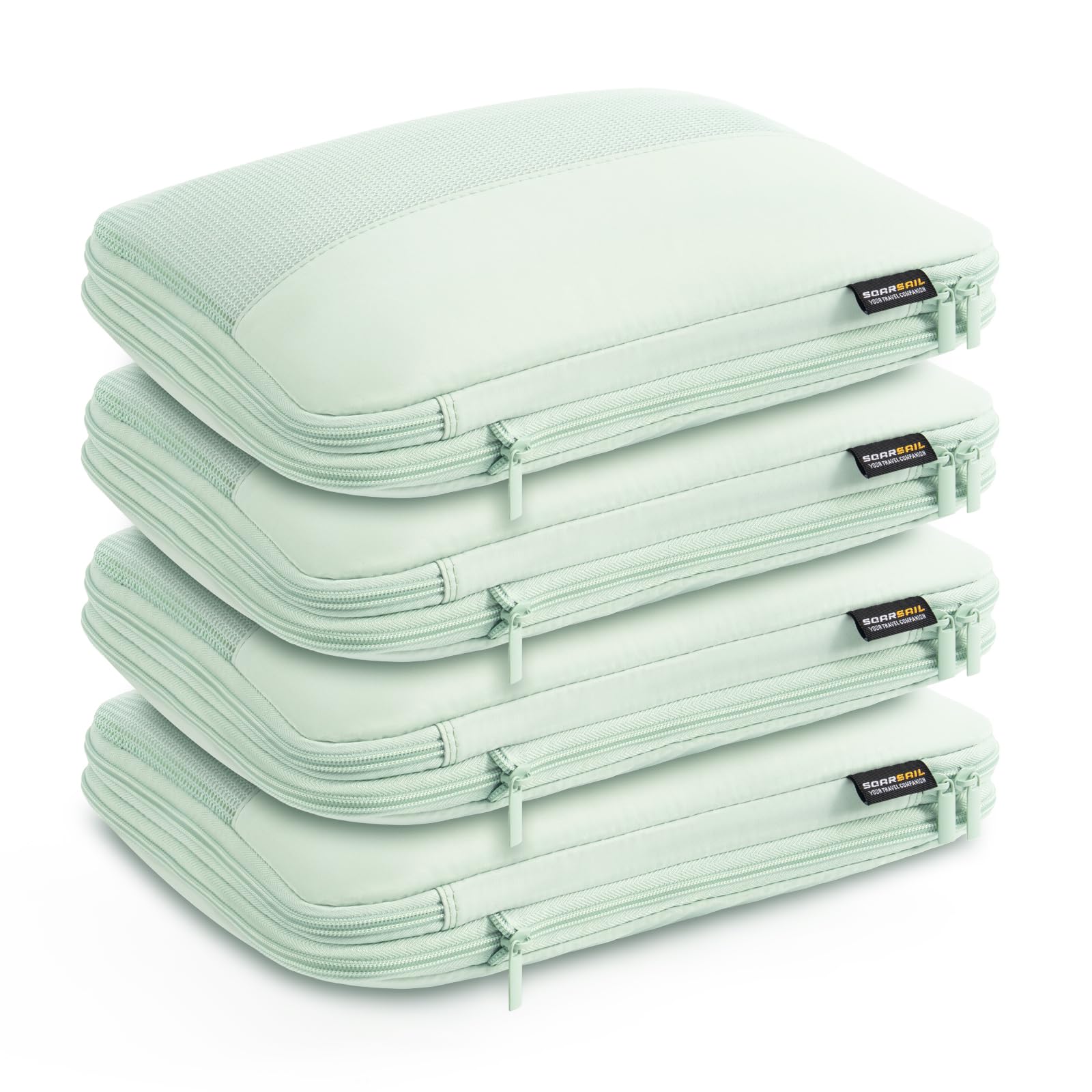 4 Medium Compression Packing Cubes for 3–7 Day Travel, Light Green | Wrinkle-Resistant Me…