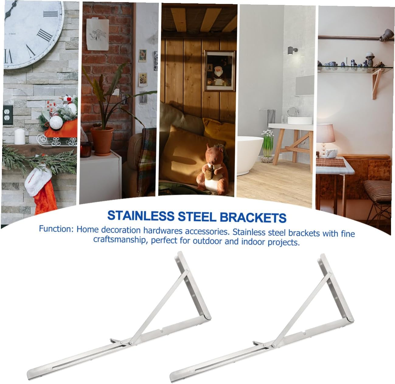 VILLCASE 2pcs Folding Shelf Brackets Stainless Steel Support Racks for Storage Versatile Wall-Mounted Design for Garage Kitchen and Workshop Use Heavy Duty Construction for Projects