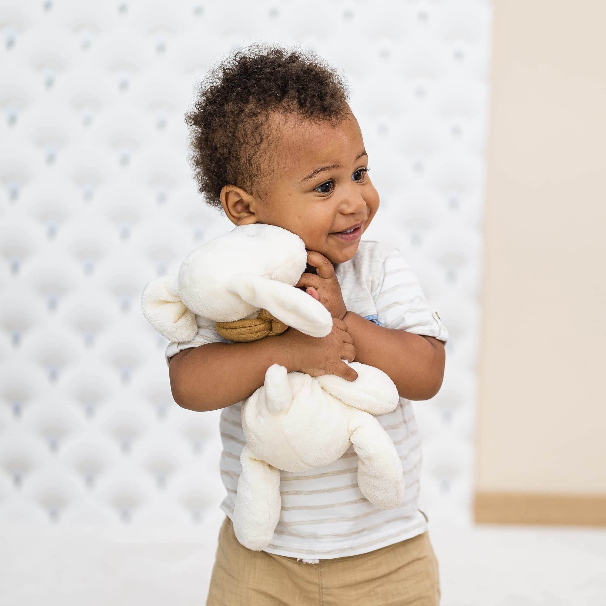 Nattou Doudou Plat Chien Charlie Vanille – 27×27 Cm, Flanelle Douce, Végétalien, Lanières Tétine – Dès La Naissance