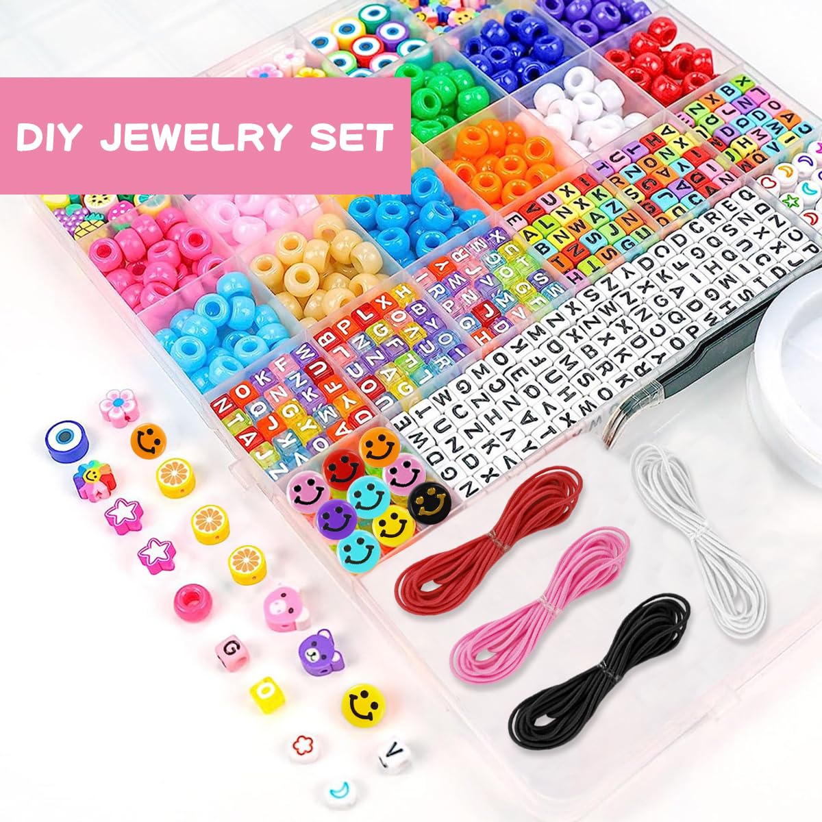 Lot De 500 Perles Poney Noires 9mm – Pour Bracelets D’amitié, Bijoux DIY, Porte-clés
