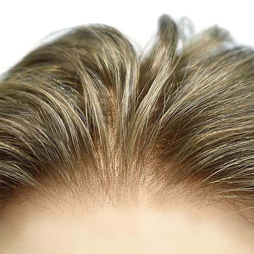 Miniatura 3 de Toupee para hombres sistemas de reemplazo de cabello humano real pieza de cabello humano suave encaje completo para hombre tupé sistema de cabello
