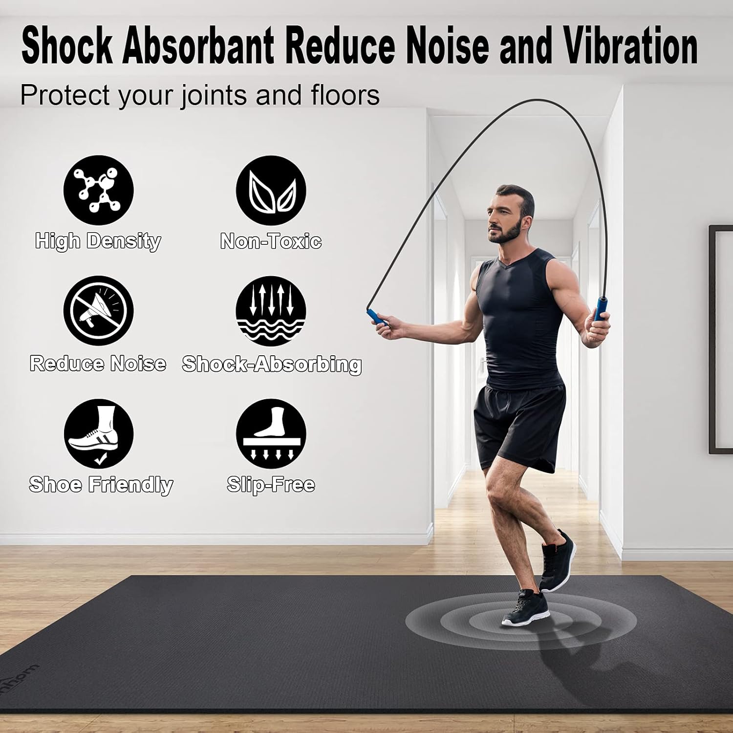 Large Exercise Mat 7'x5'x7mm innhom Workout Mat Gym Flooring for Home Gym Mats Exercise Mats for Home Workout, Thick Rubber Floor Mat for Fitness, Jump Rope, Cardio, Stretch, Plyo, Treadmill, MMA : Sports & Outdoors