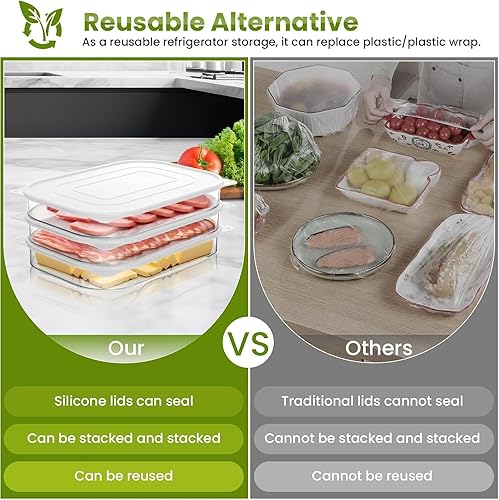 Miniatura 7 de Contenedor de carne de delicatessen para refrigerador, contenedor de carne de tocino para refrigerador, organizadores y almacenamiento de