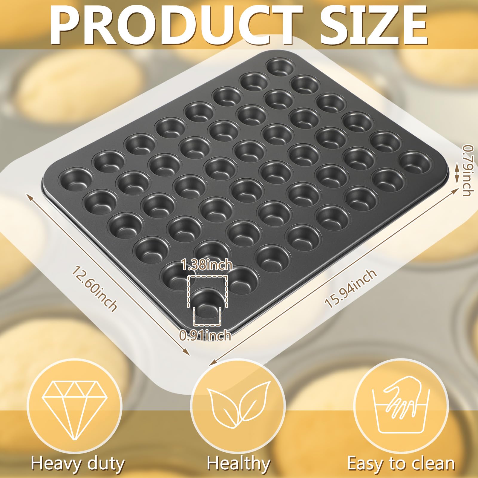 Tioncy 4 mini moldes para magdalenas de 48 tazas de 15.94 x 12.6 x 0.79 pulgadas, antiadherente, de acero, para hornear tartas de queso, apto para lavavajillas