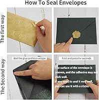 Vista 3 de 50 Piezas Sobres A7 de 5 x 7 pulgadas, verde oscuro, patrón de flores, sobres de correo de lujo con calcomanías doradas para invitaciones, bodas