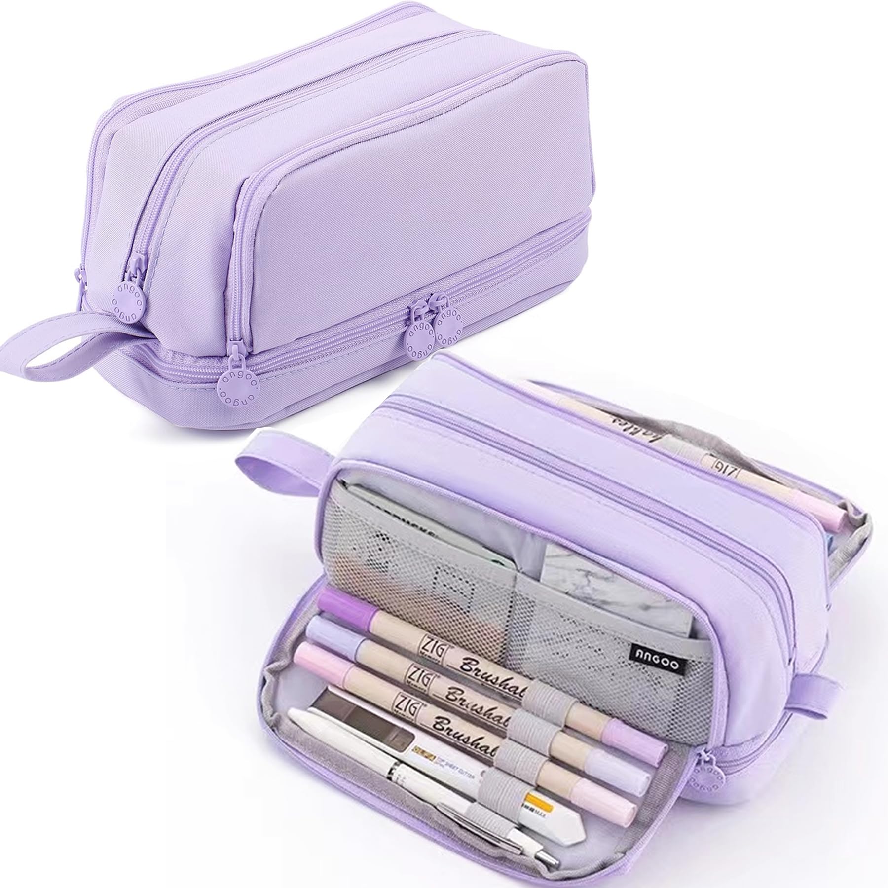 TZEKING Estuche Escolar con 4 Compartimentos,Estuches de Lápices de Gran,Capacidad Estuche,Organizador Portalapices, Gran Estuche de Papelería, Papelería de Oficina, Neceser Maquillaje para Niñas