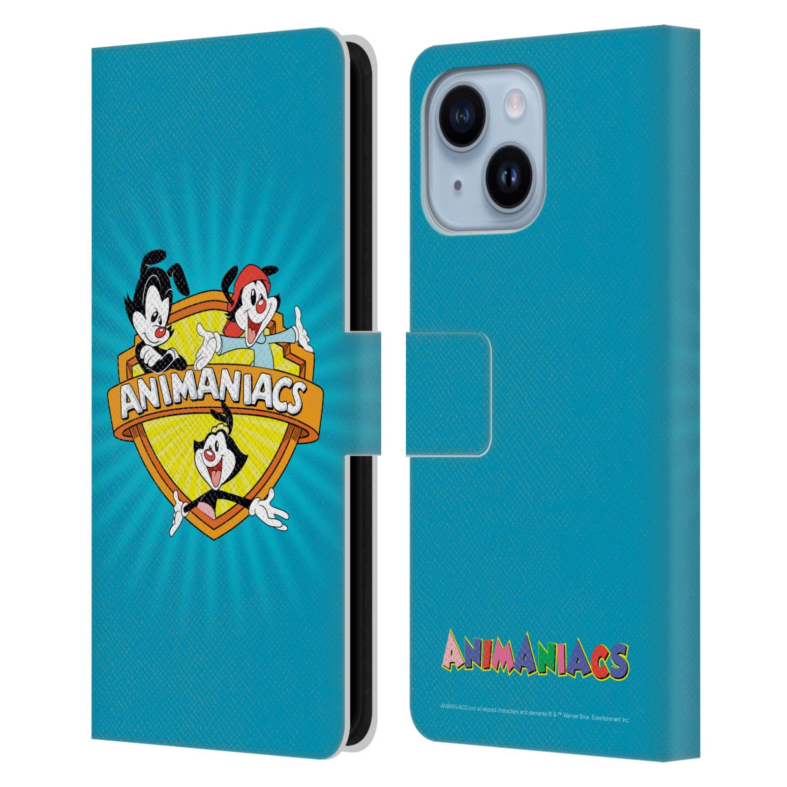 Housse iPhone 14 Plus Animaniacs protection intégrale portefeuille antichoc