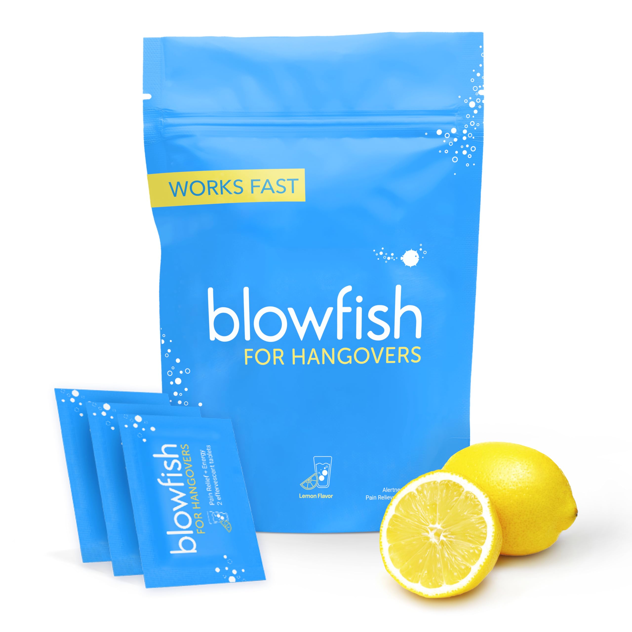 Blowfish for Hangovers - Fast Hangover Relief in 15 Minutes | Headache Relief, Energy, and Hydration in One Step | Perfect for Weddings and Vacation Essentials | 20 Tablet