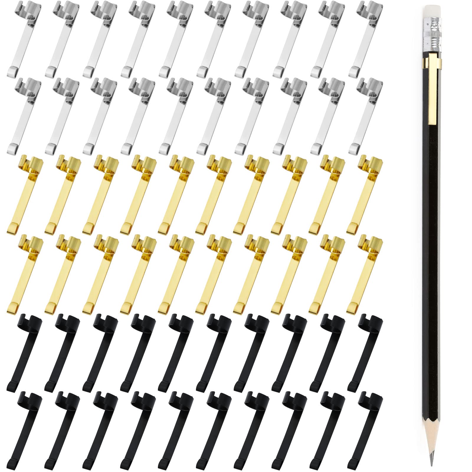 Buy Ioffersuper 120Pcs Metal Pencil Clips Slide on Pocket Clips Silver Gold Black Pen Loop Clips