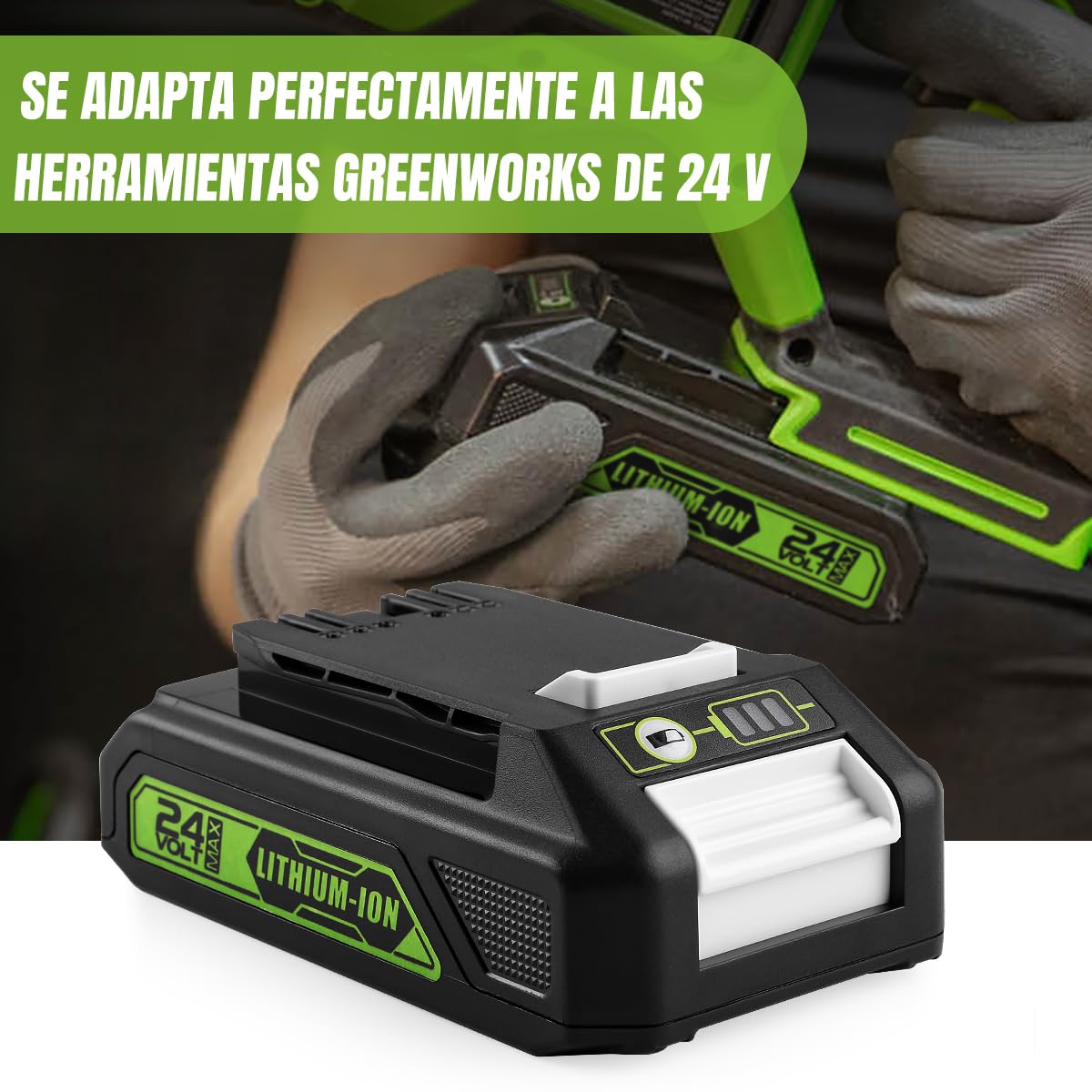 Paquete de 2 baterías de 24 V y 3,0 Ah para Greenworks G24B2 y G24B4 | Batería compatible Greenworks G24B2 G24B4, cargador G24X2UC2
