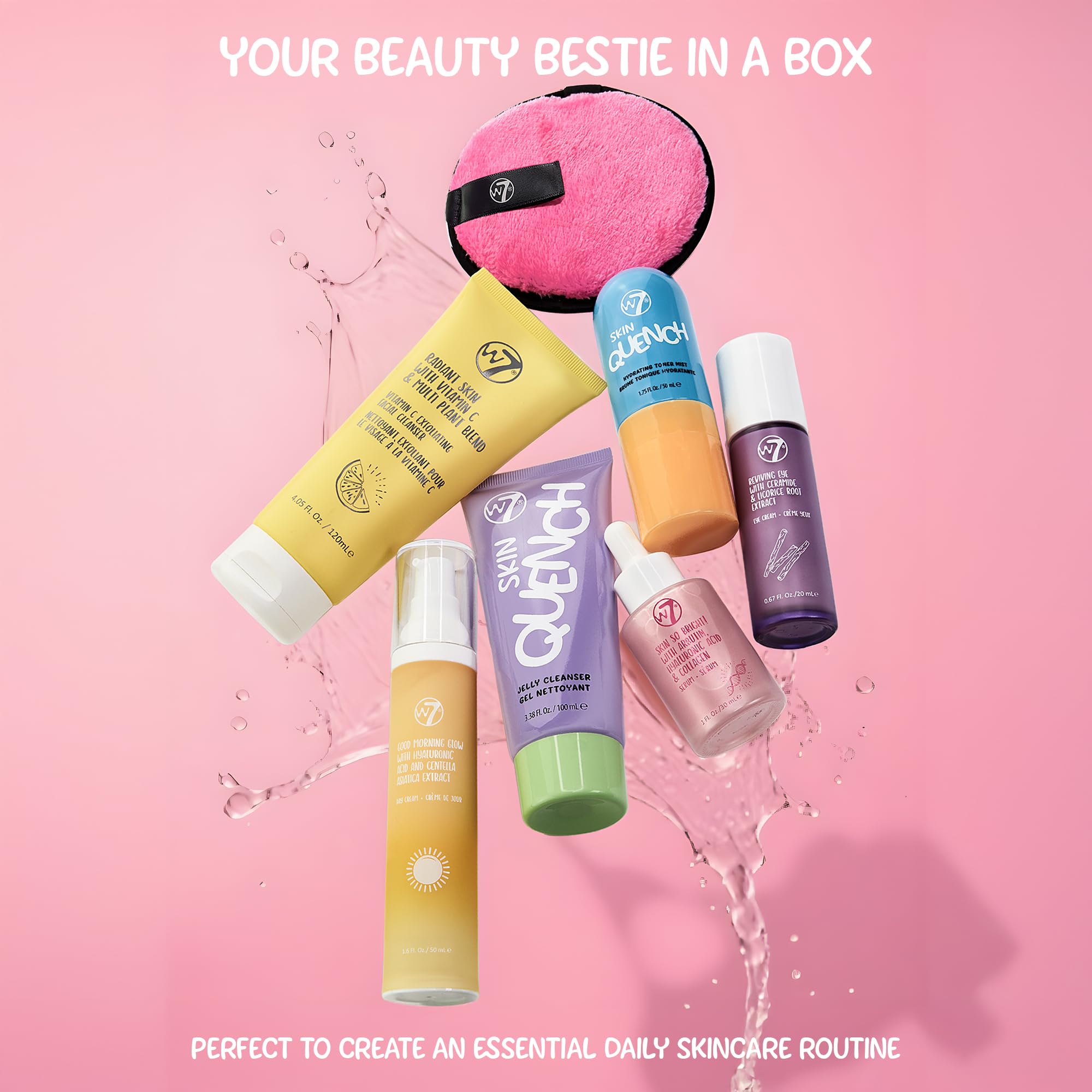 W7 Beauty Blast Skincare Secrets Gift Set, Complete Full Size Skincare Routine with Day Cream, Serum, Cleansers, Toner Mist - Image 3