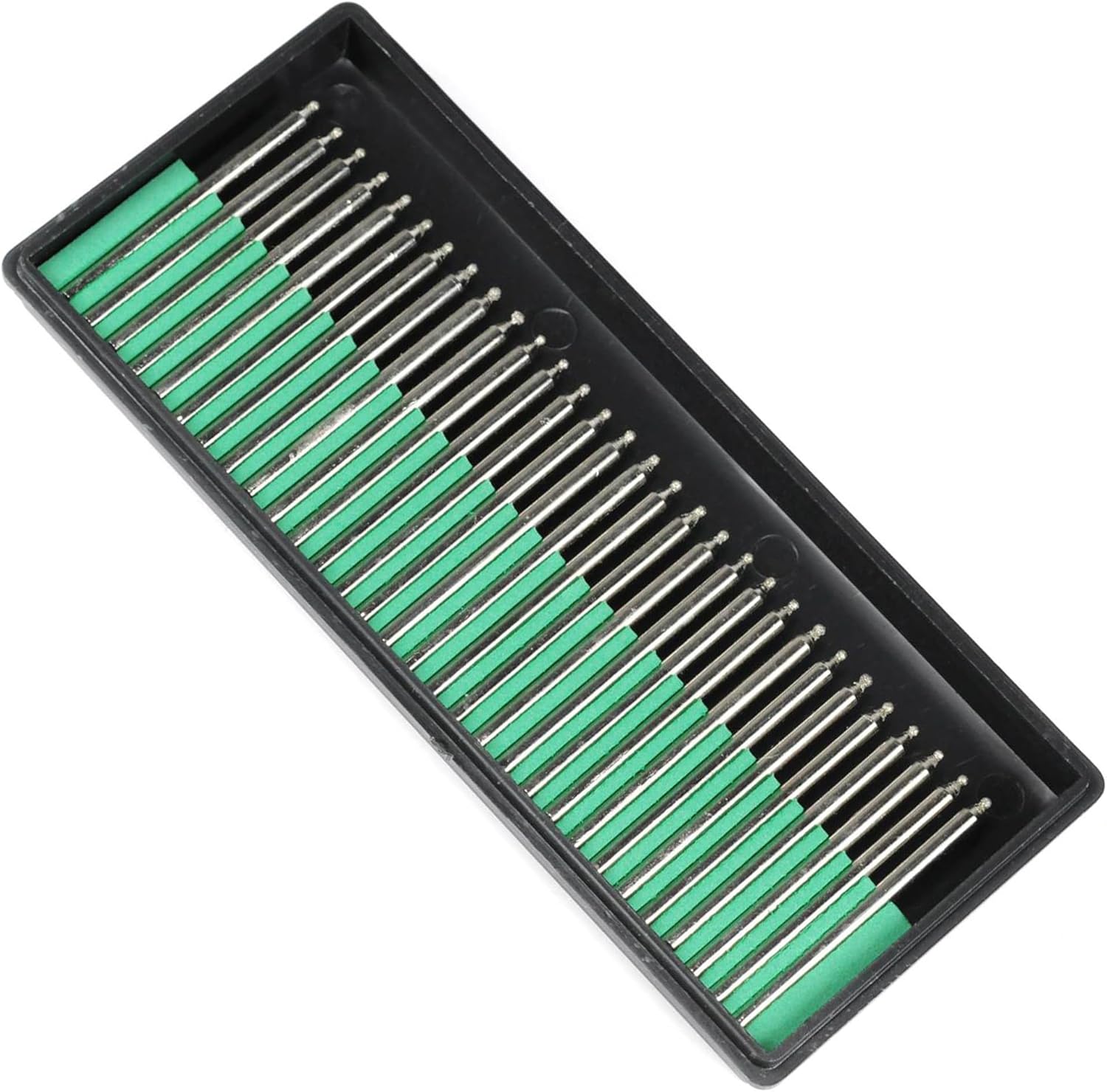 30pcs Diamond Burrs Ball Head 1.5mm Diameter - 3mm Shank Drill Bits for Grinding Carving Engraving Polishing - Gemstone Coated File Tip Tipped Point Rotary Tool Set