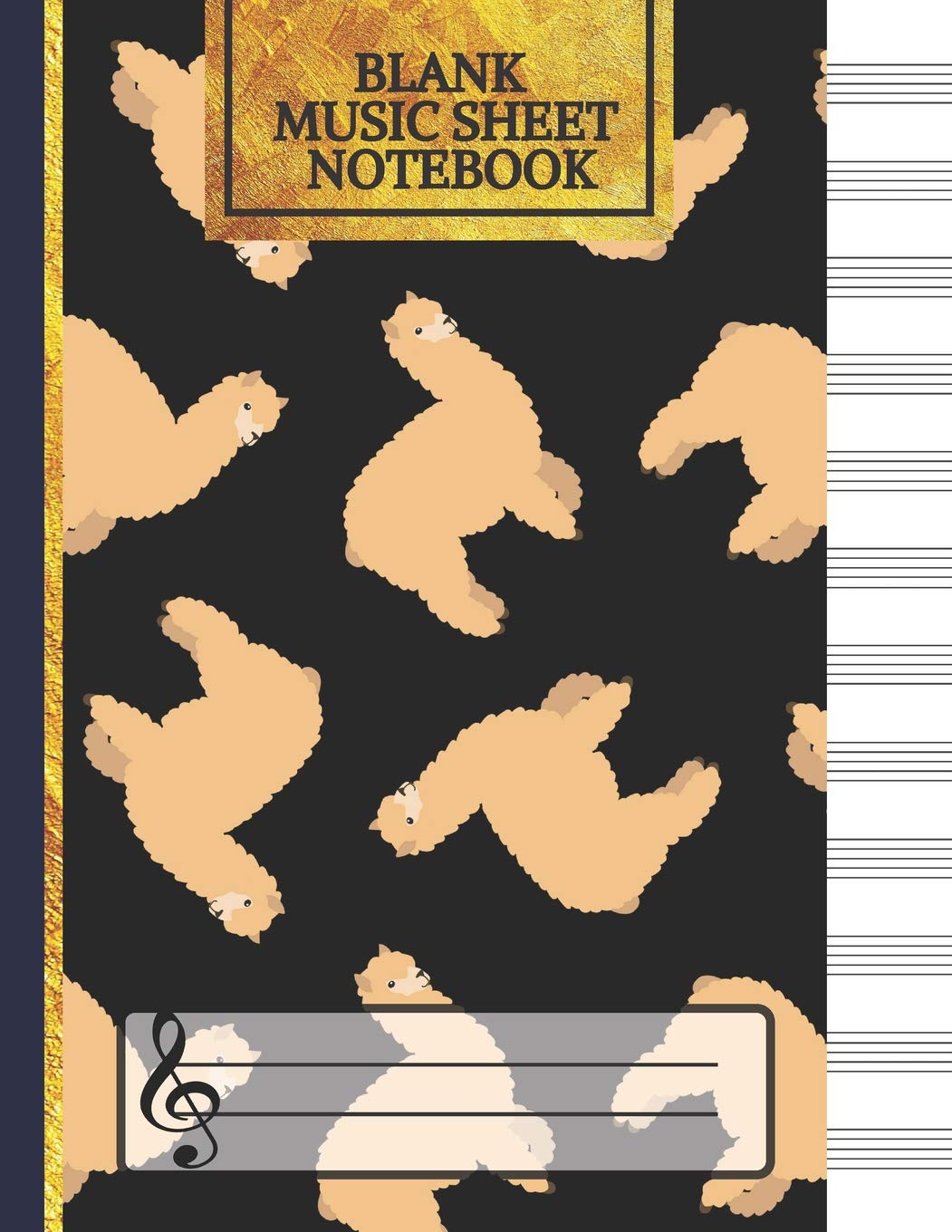 Blank Music Sheet Notebook: Music Manuscript Paper, Staff Paper, Music Notebook 12 Staves, Black Alpaca Journal (Music Composition Books)