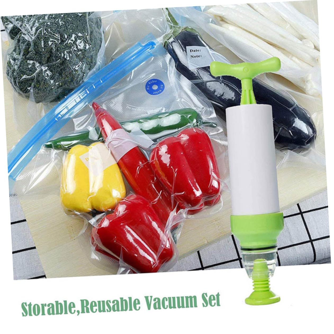 NAMOARLY 6-pack Food Preservation Bags Vacuum Sealer Freezer Bags Freshness Set Air Pump