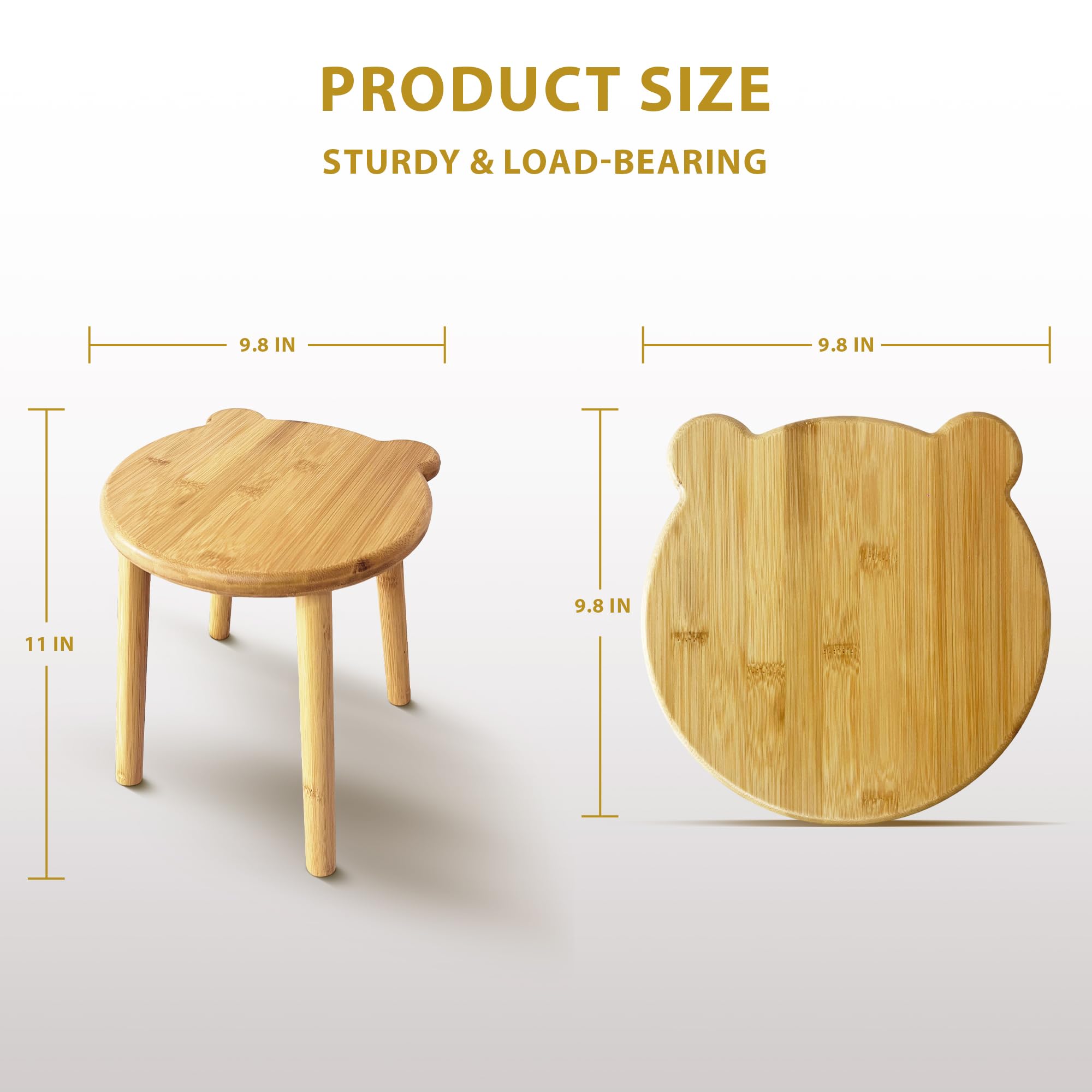 Taburete pequeño de madera, taburete redondo pequeño antideslizante, portátil y resistente, adecuado para reposapiés en dormitorio, baño, cocina (L)