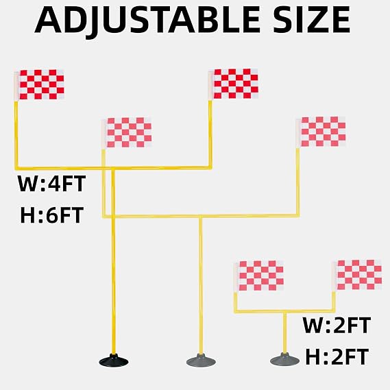 Football Field Goal Post - 6 ft x 4 ft Portable Football Goal Post - Kicking Field Goals-Backyard Field Goal Post for Kids/Youth/Adults -(2 ft-6 ft in Height)