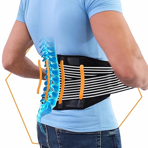 Back Brace for Lower Back, Back Support for Women/Men with 4 Stainless Steel Support Stays and Breathable Air Mesh for Lower Back Pain Relief,
