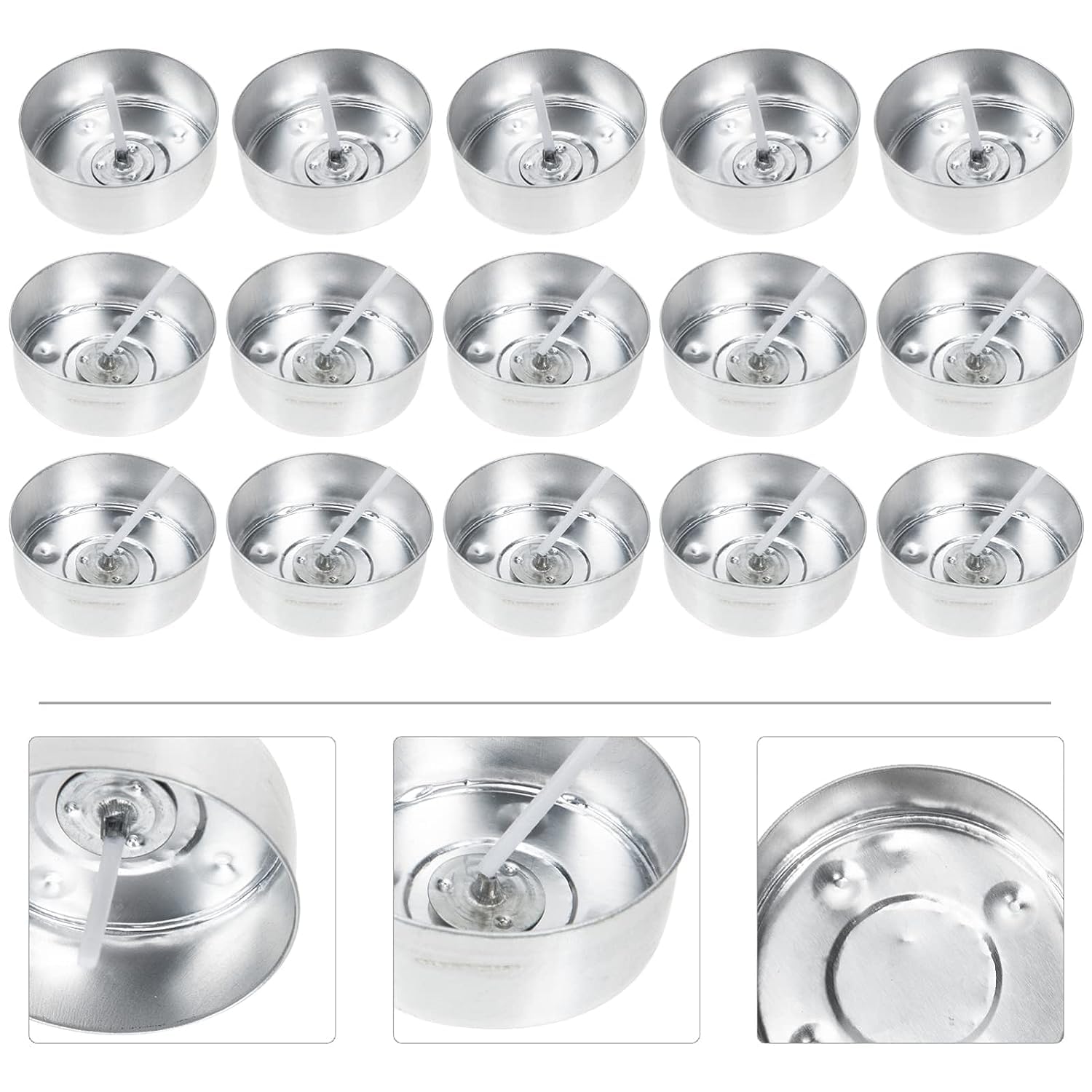 Kavtron® Tealight Aluminium Empty 100 Cups + 100 Wicks for DIY Tealight Candles Making | Empty Containers for Tealight Candle | Candle Making Kits | for Diwali, Home Decor, Party | 3-4 Hrs burnig time 1